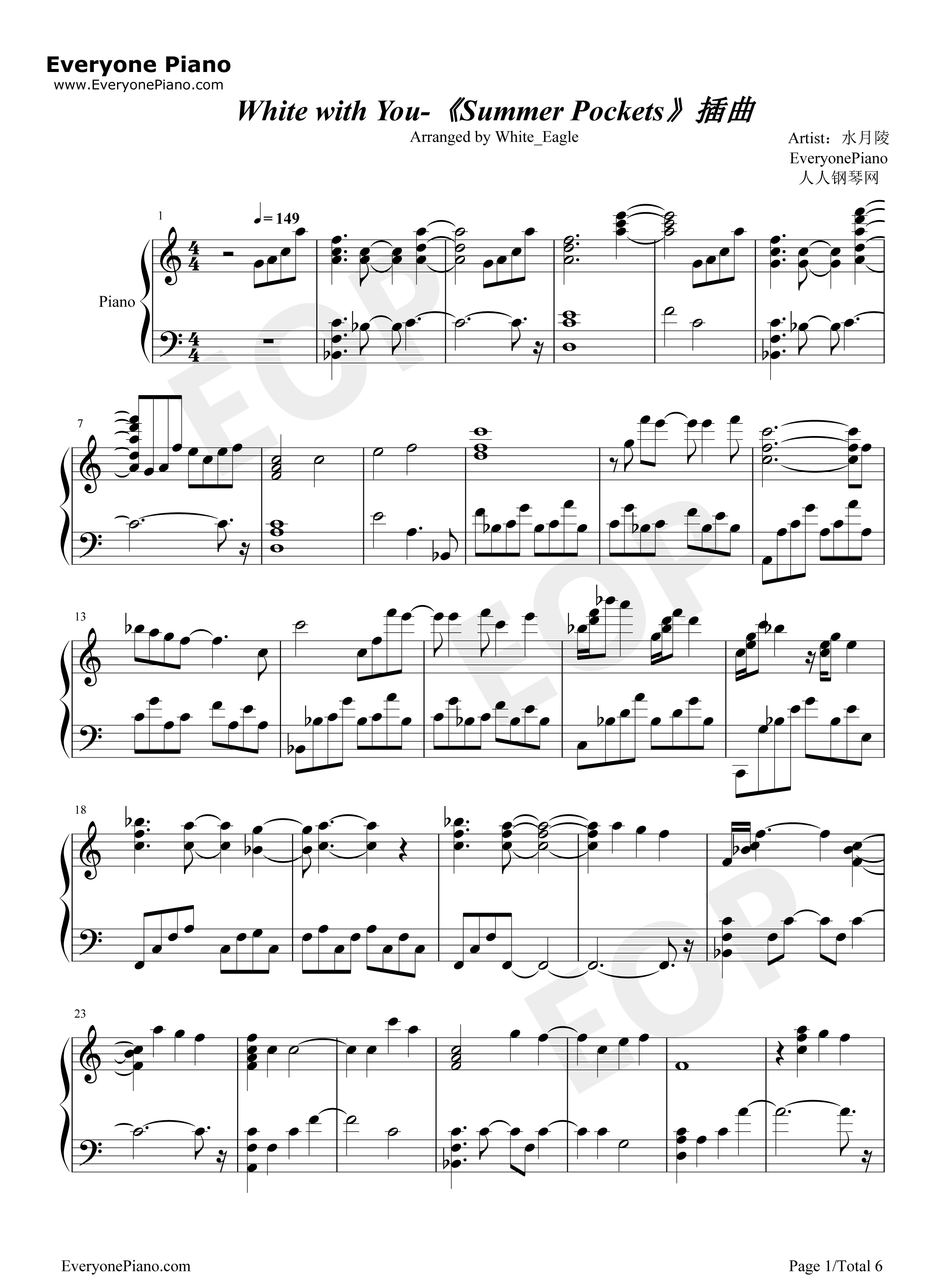 White_with_You钢琴谱_折户伸治