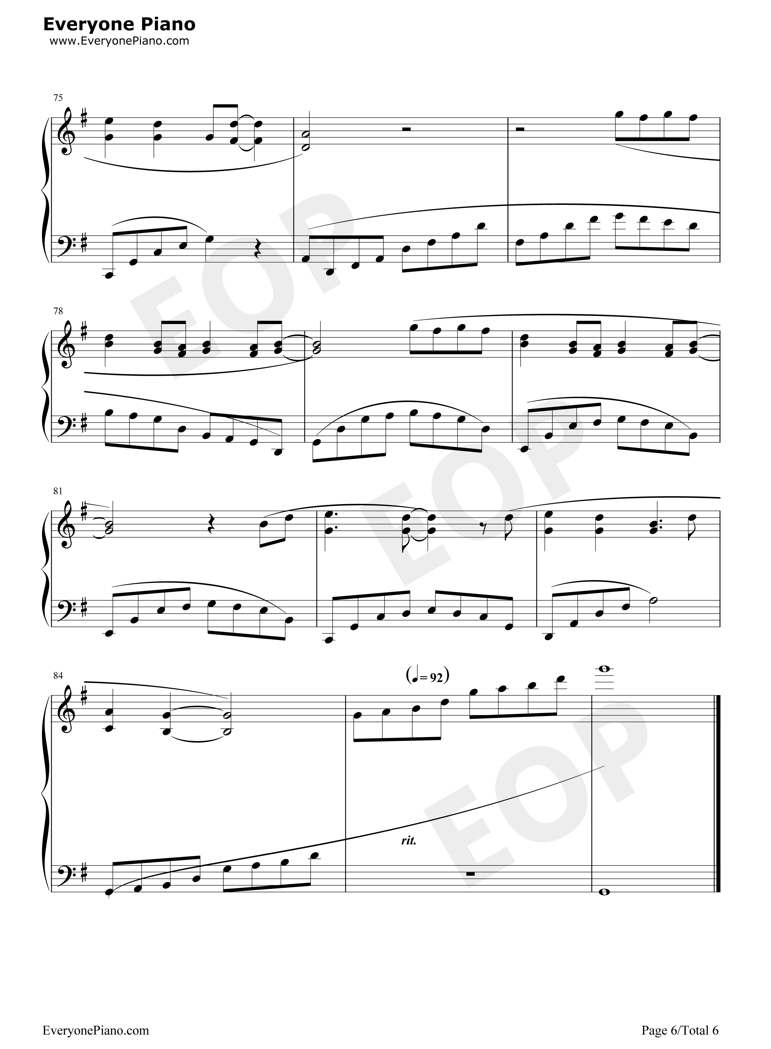 忘记时间钢琴谱_胡歌