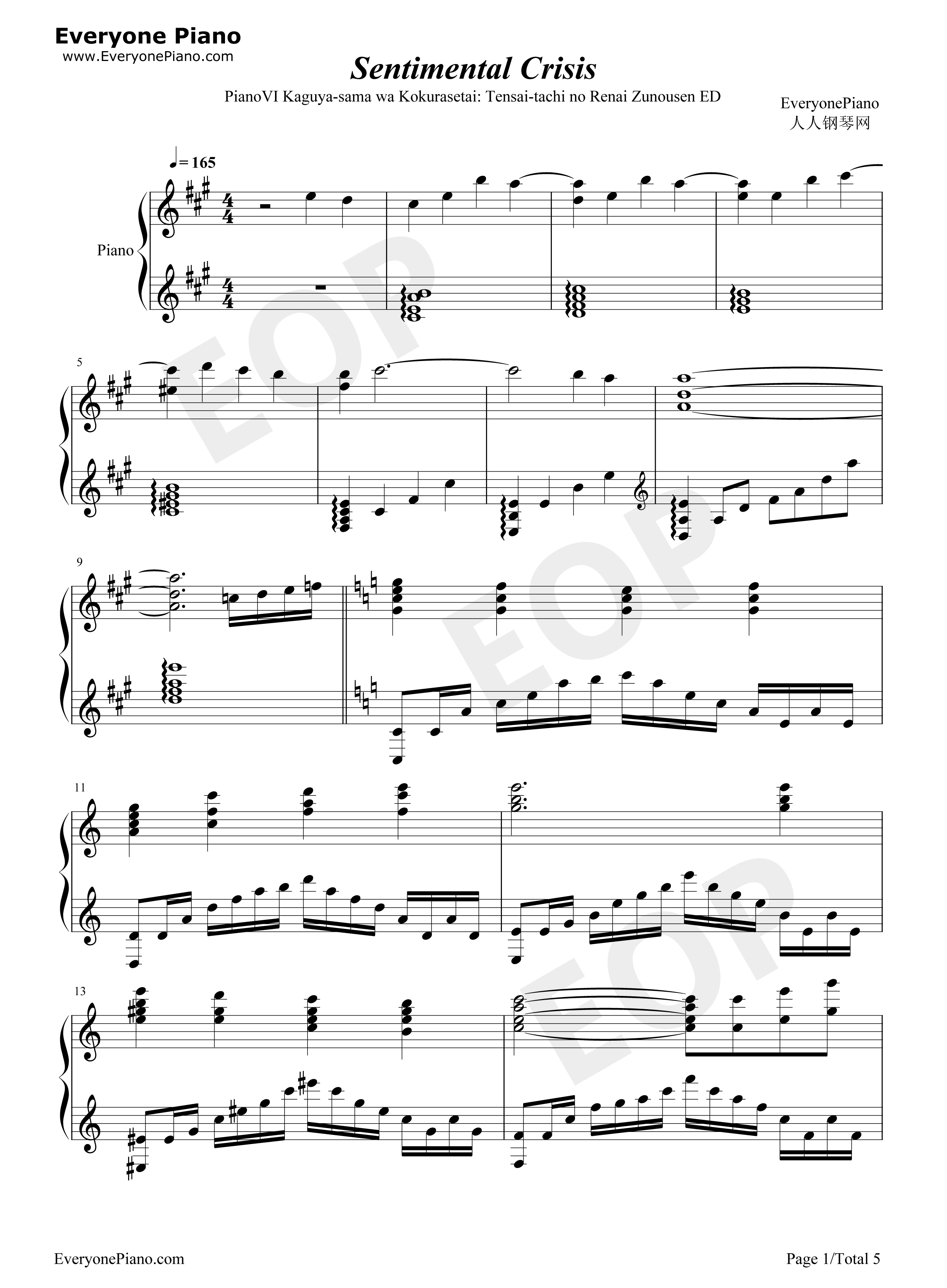 センチメンタルクライシス钢琴谱_Halca