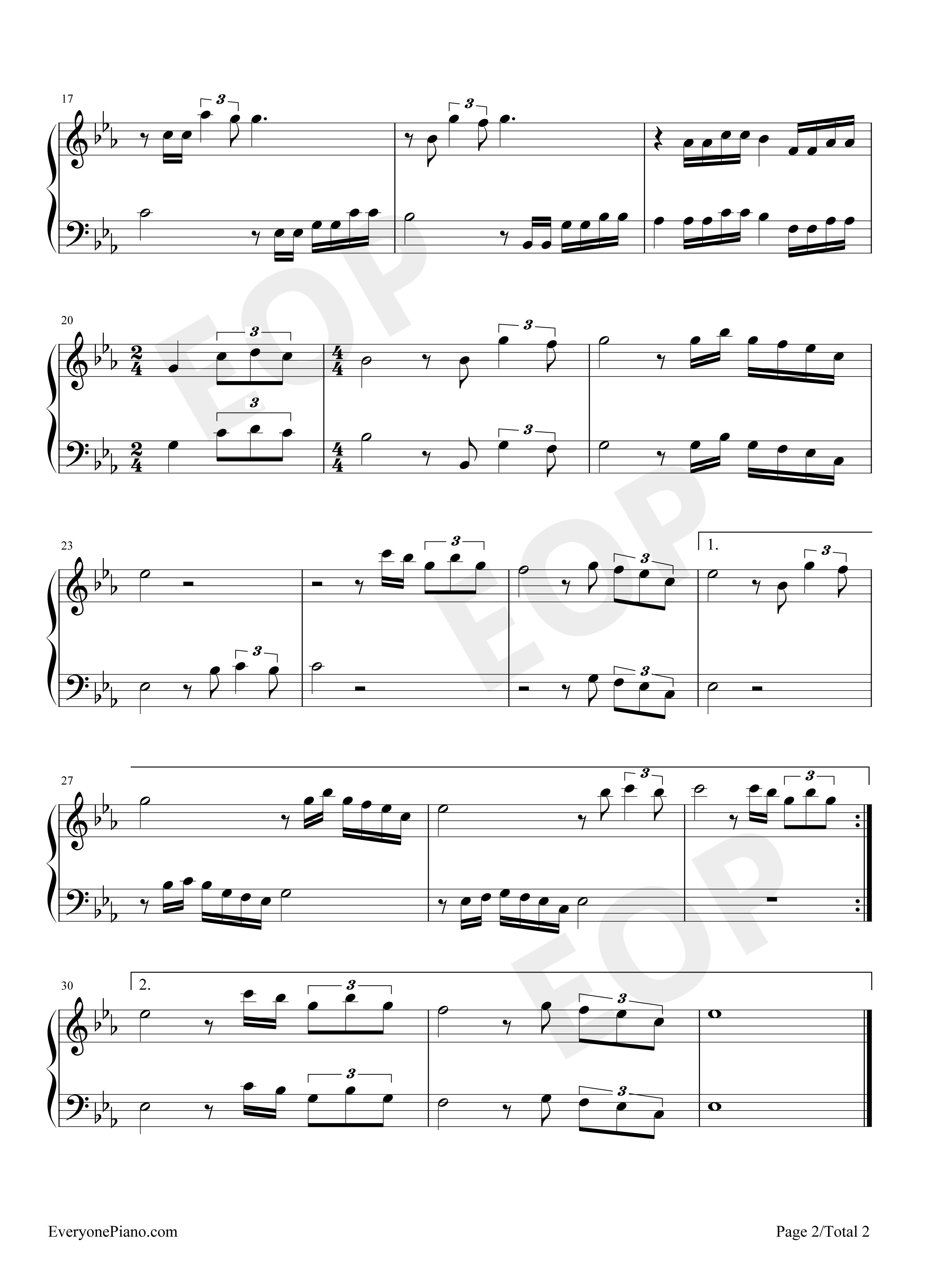 桃花开钢琴谱_罗文_甄妮