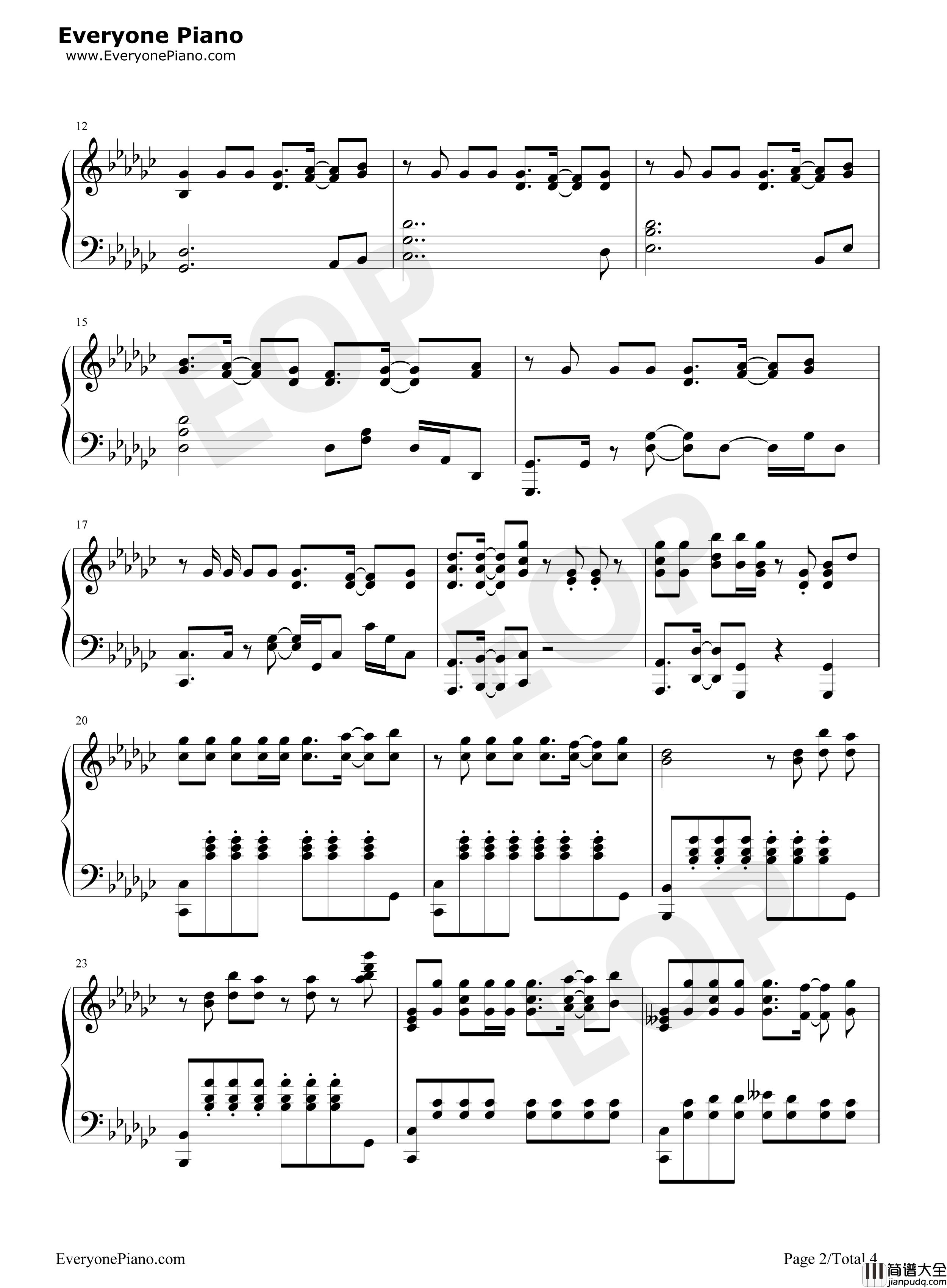 気ままな天使たち钢琴谱_わたてん☆5