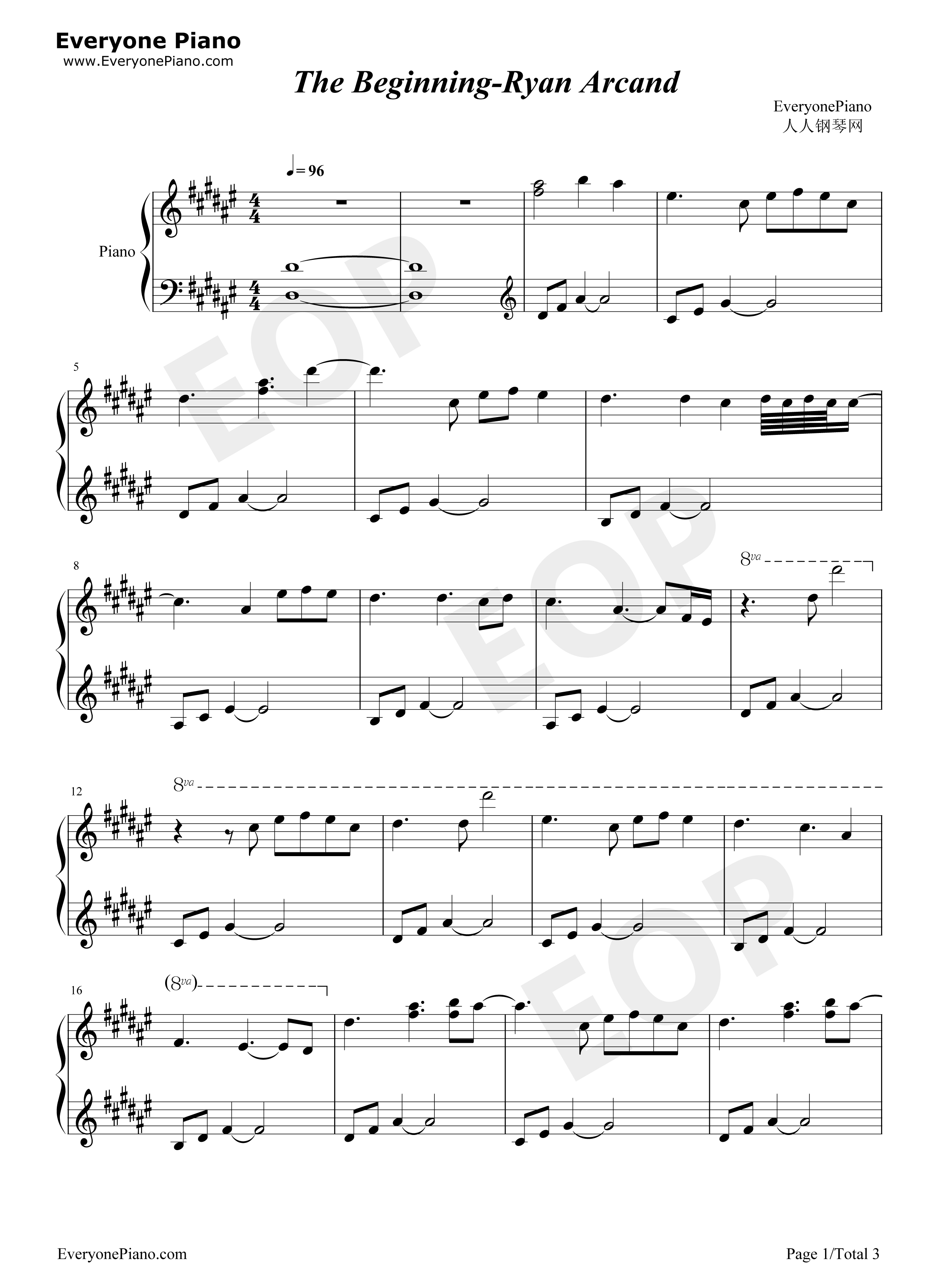 The_Beginning钢琴谱_Ryan_Arcand