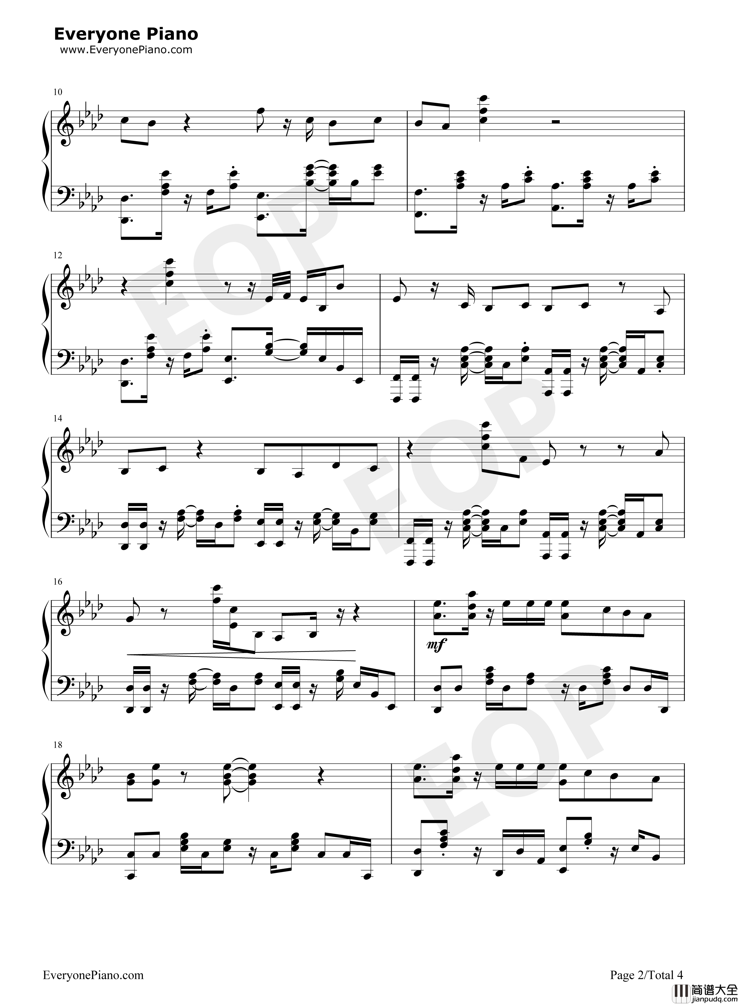 メモセピア钢琴谱_sajou_no_hana