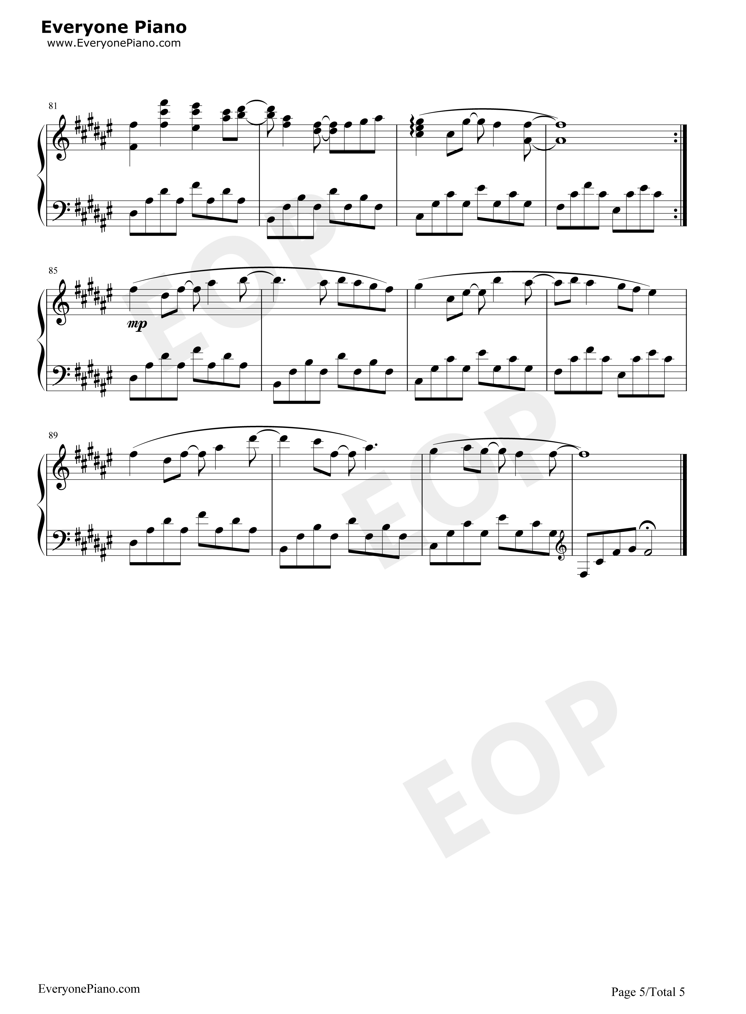 明日には消えてゆく钢琴谱_初音未来