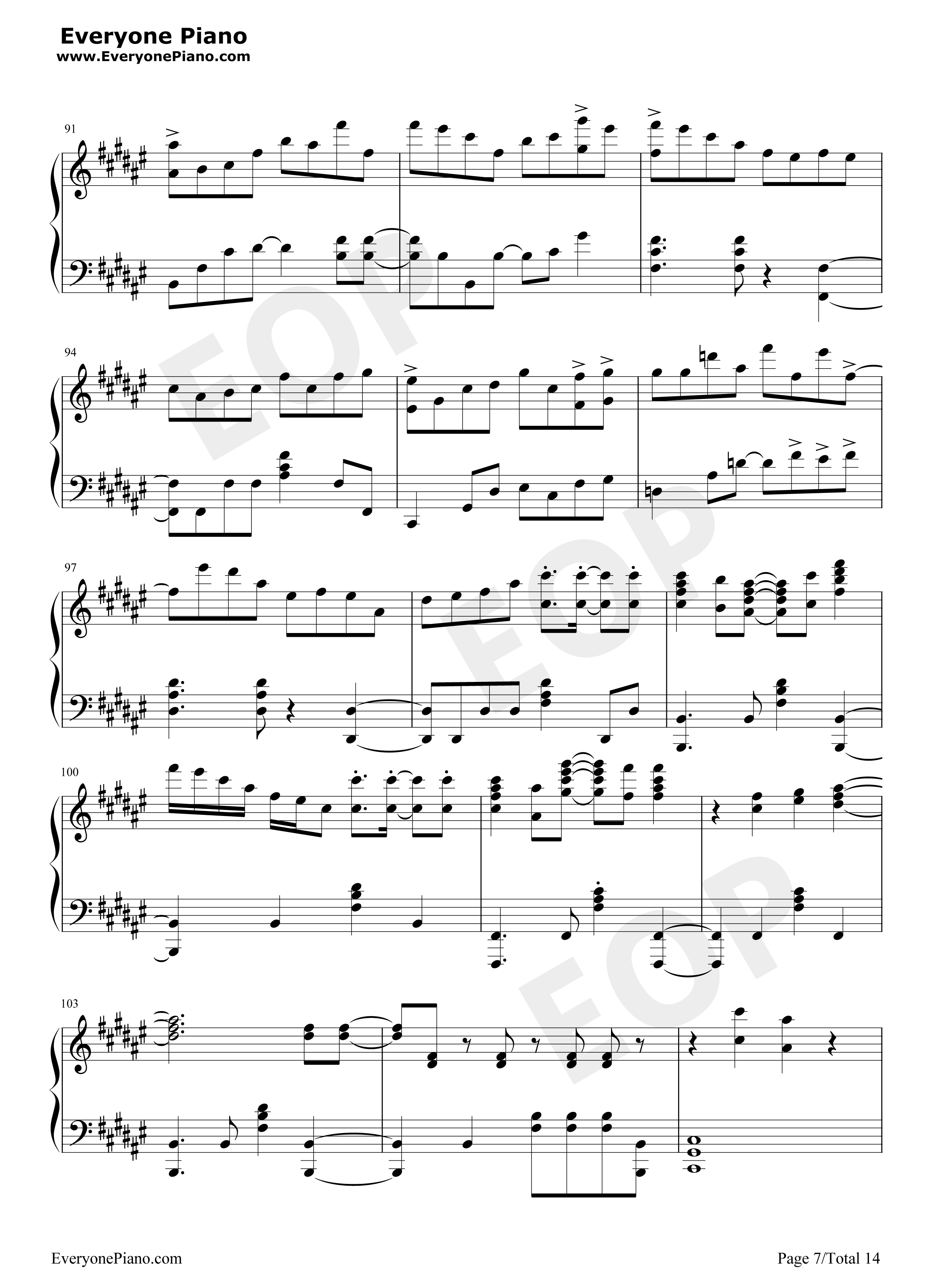 きみの名前钢琴谱_藤川千爱