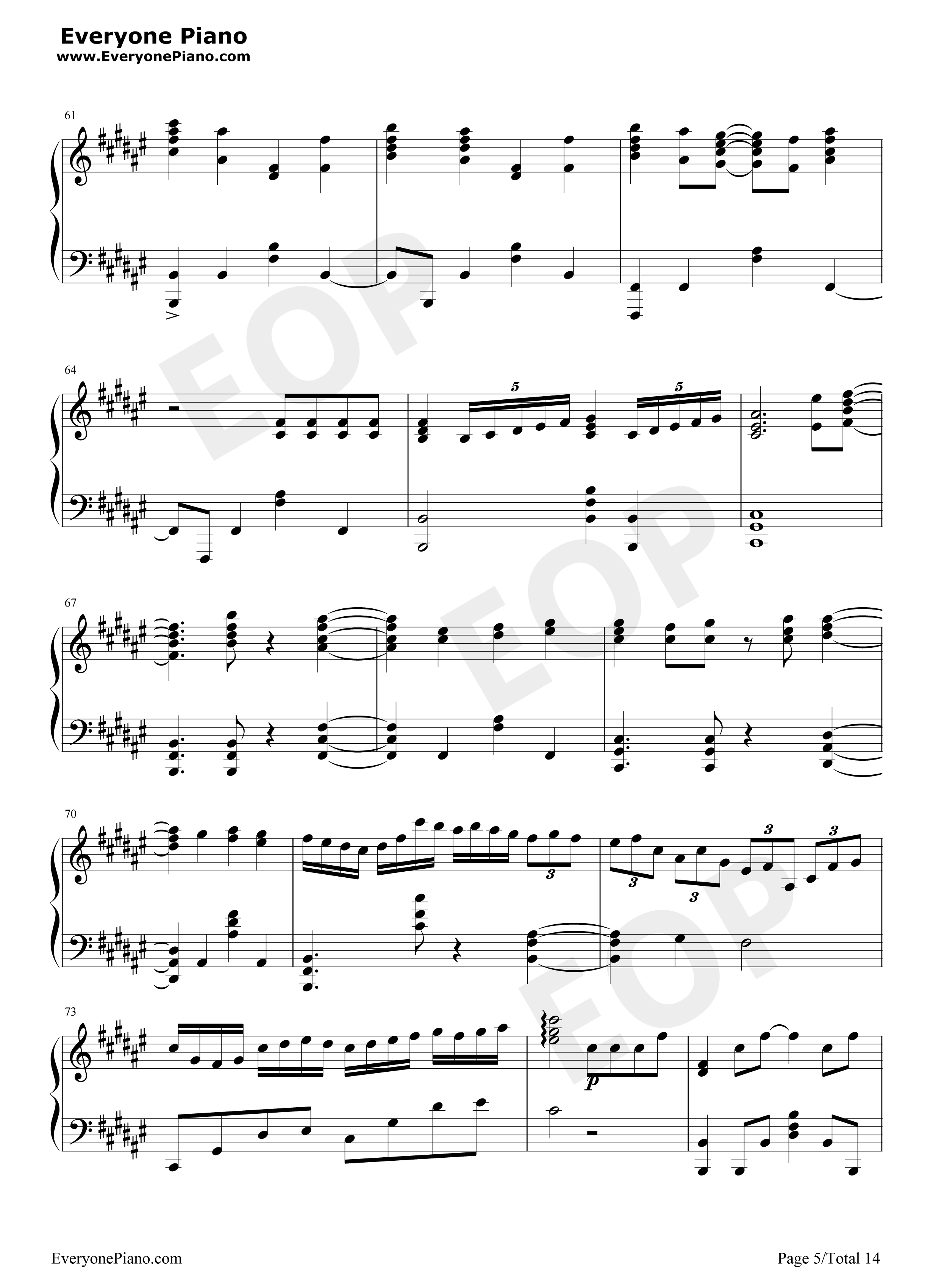 きみの名前钢琴谱_藤川千爱