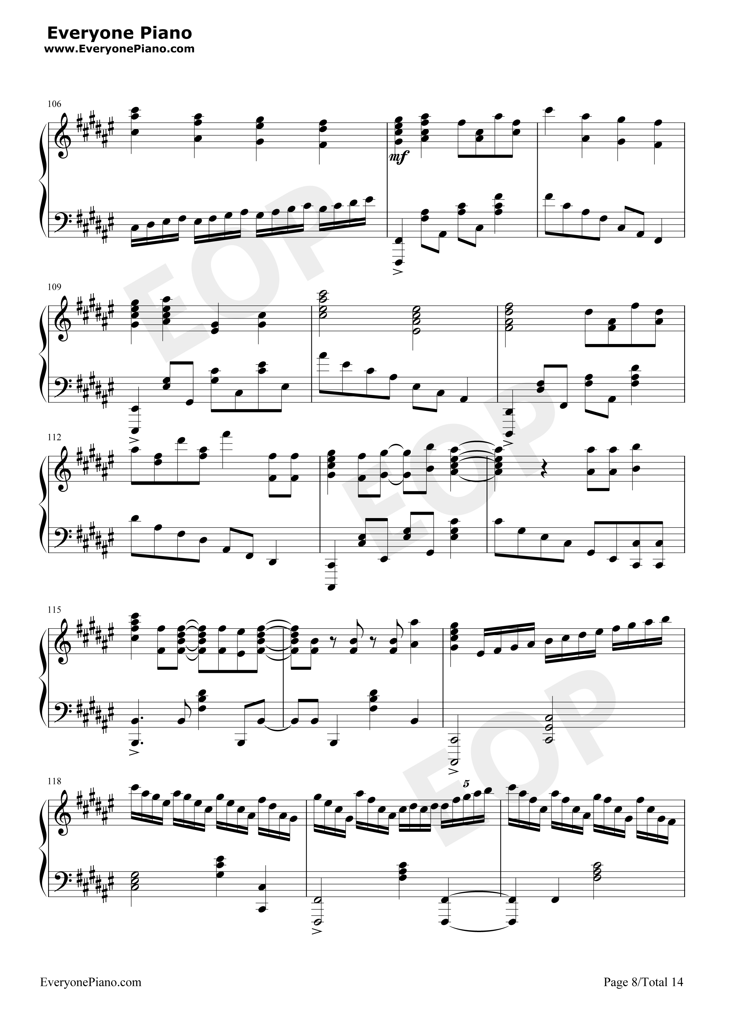 きみの名前钢琴谱_藤川千爱