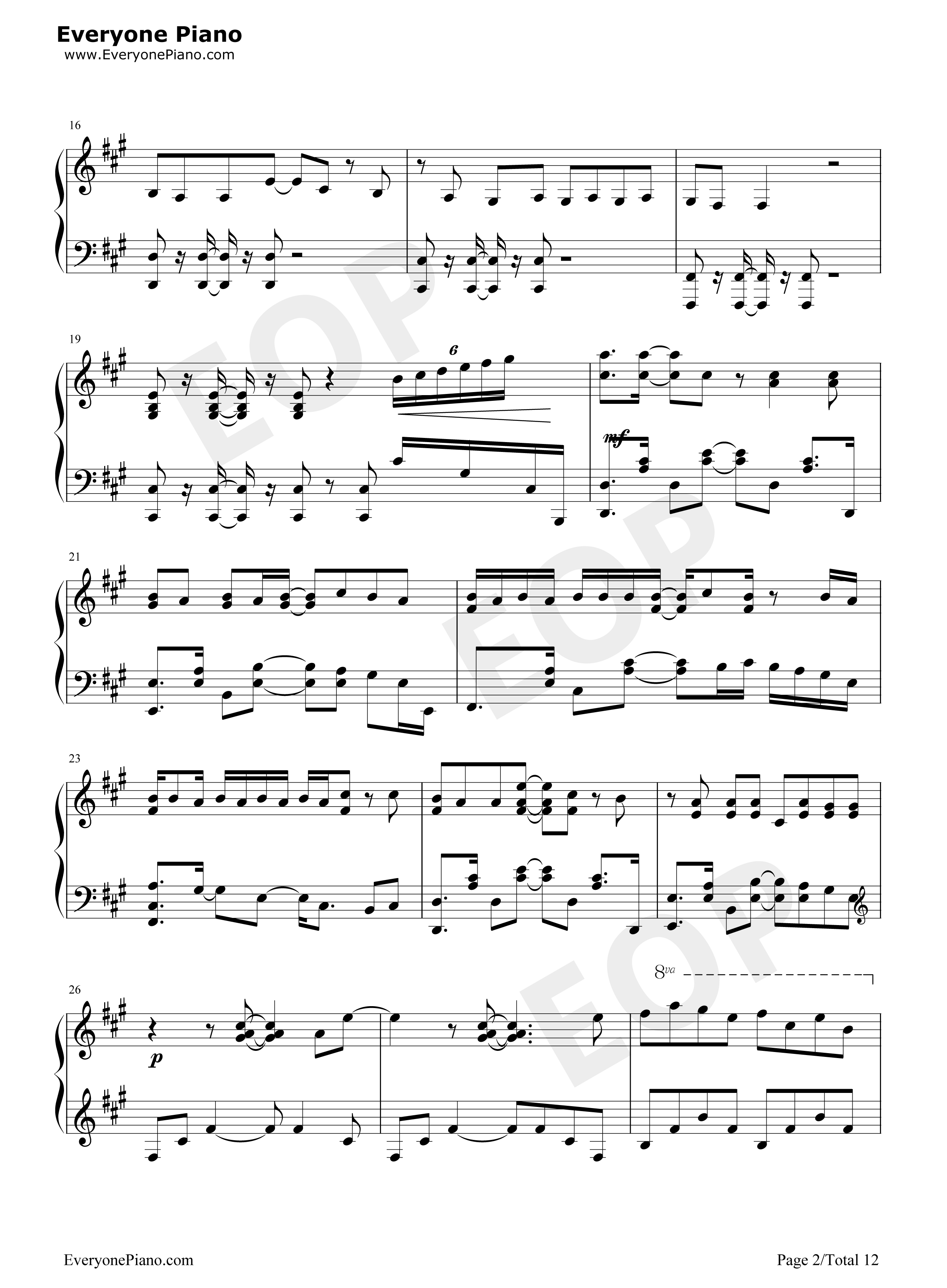 カワキヲアメク钢琴谱_美波