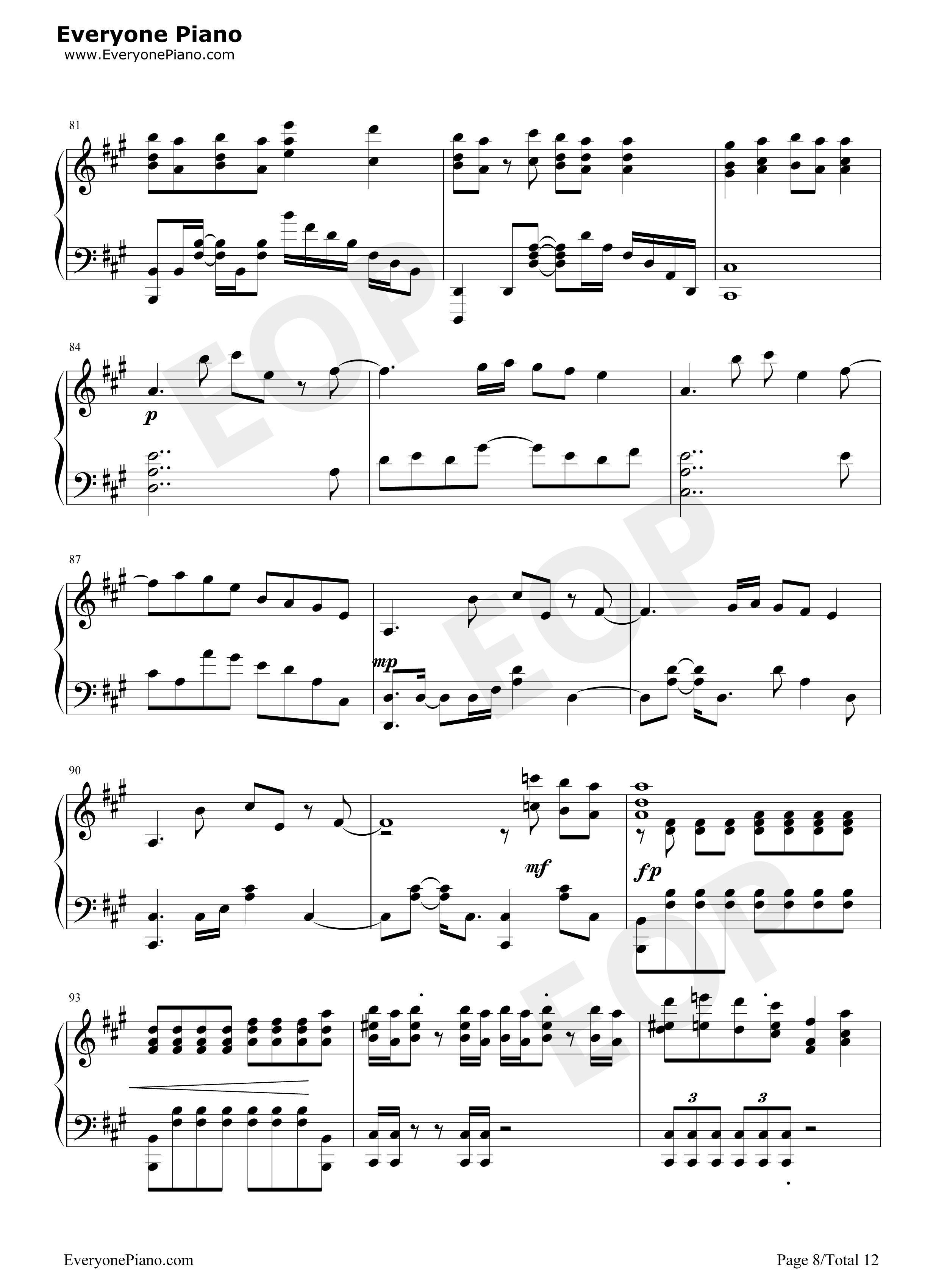 カワキヲアメク钢琴谱_美波