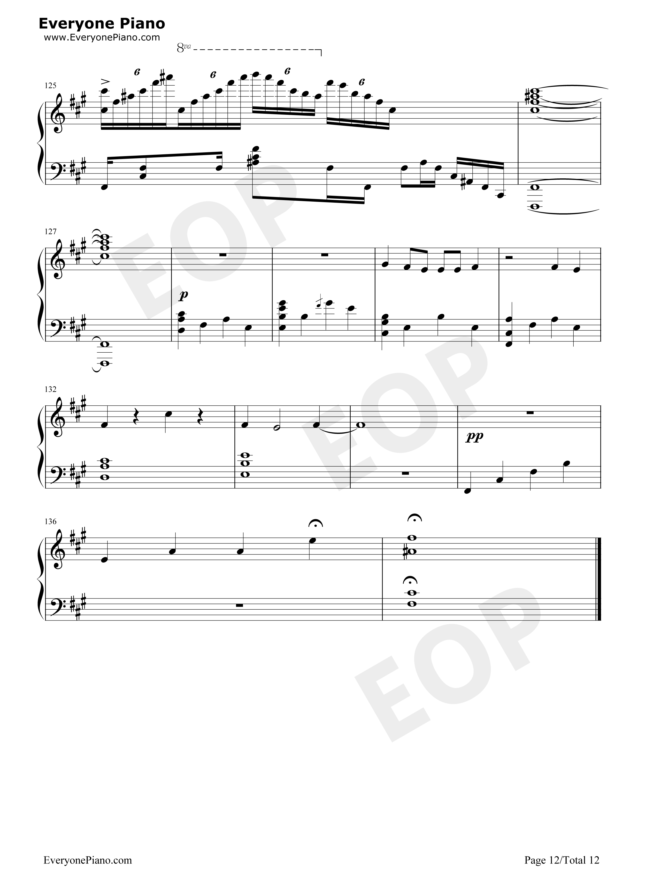 カワキヲアメク钢琴谱_美波