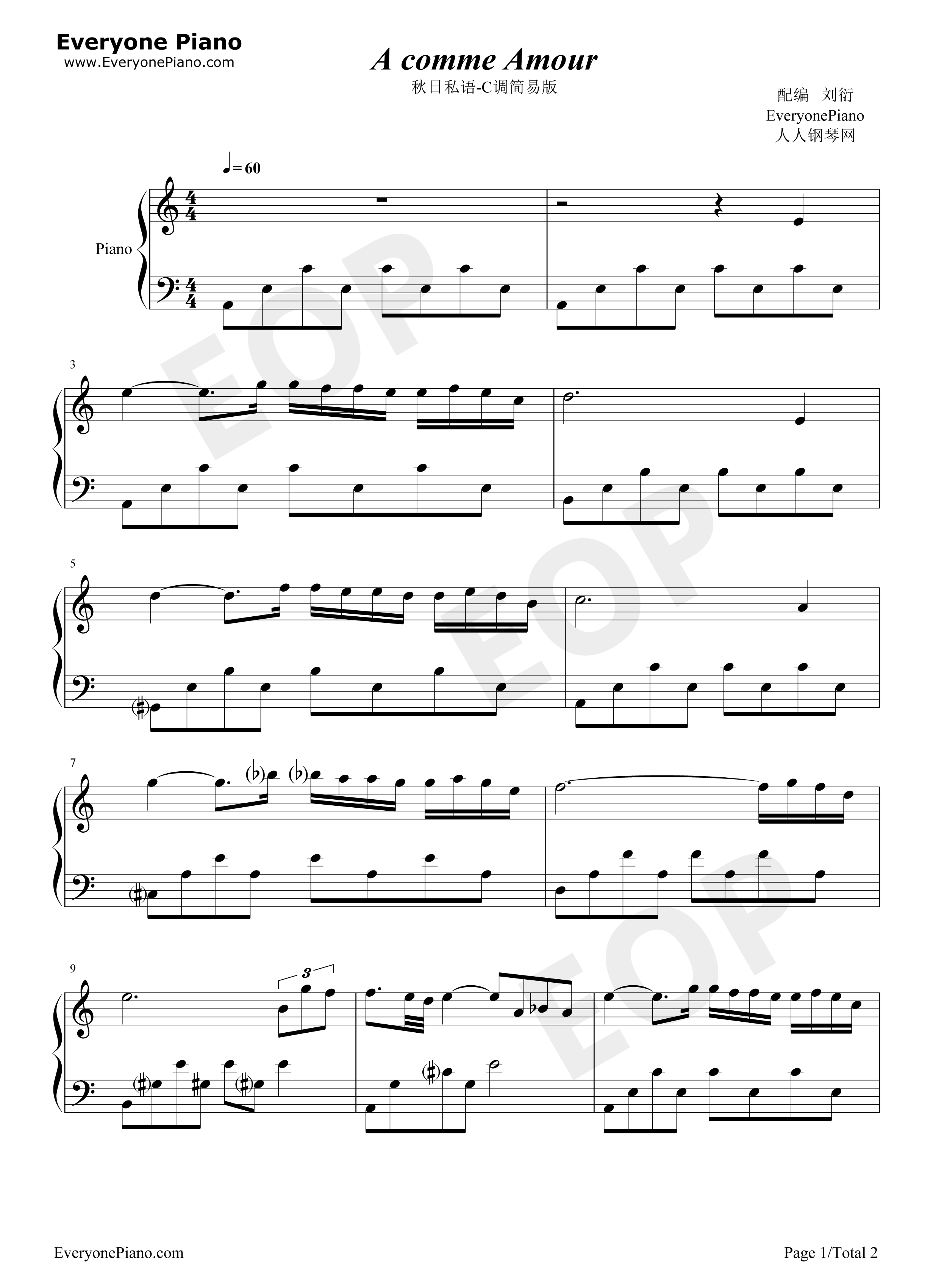 秋日私语钢琴谱_理查德·克莱德曼