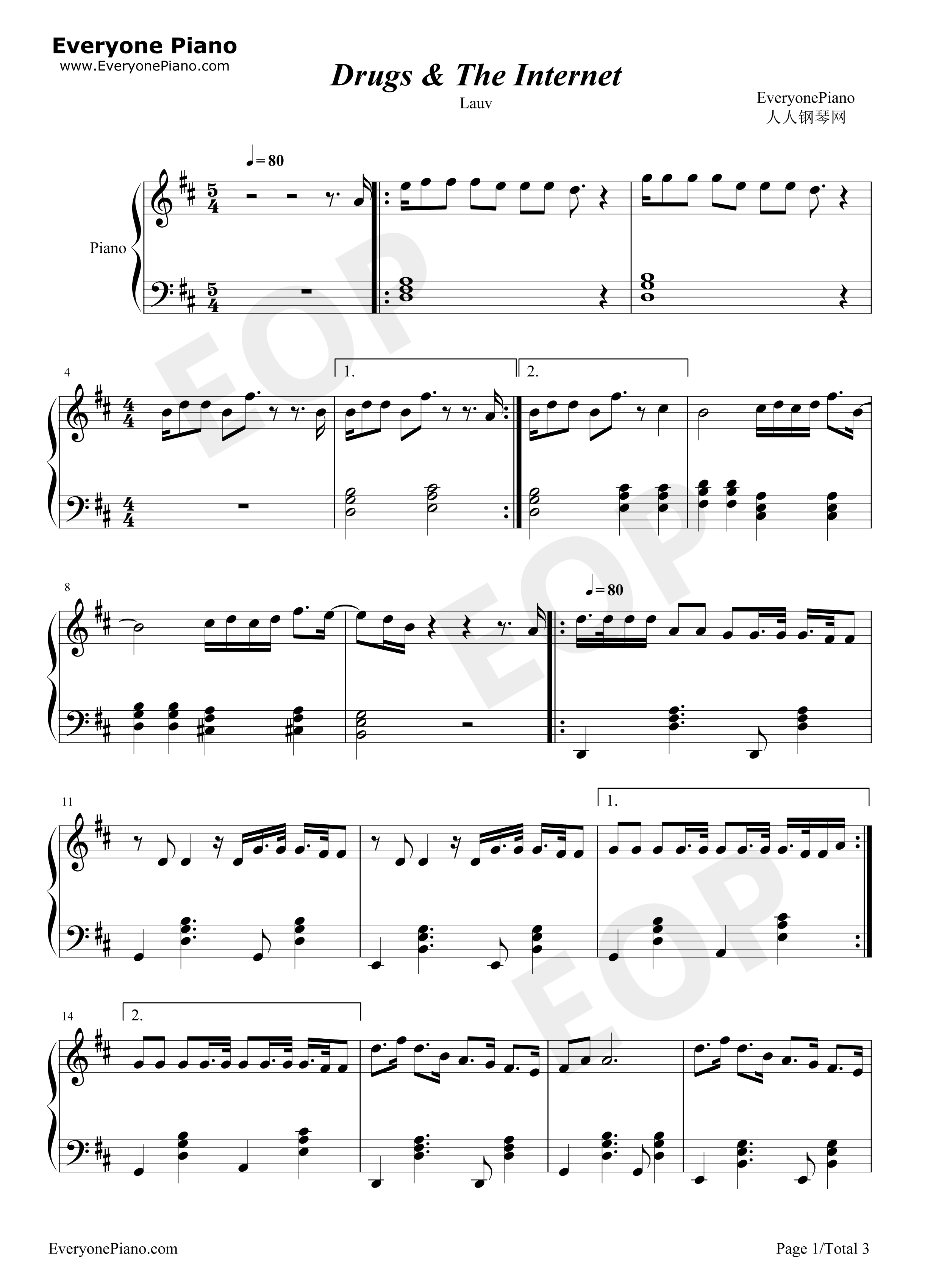 Drugs_and_The_Internet钢琴谱_Lauv