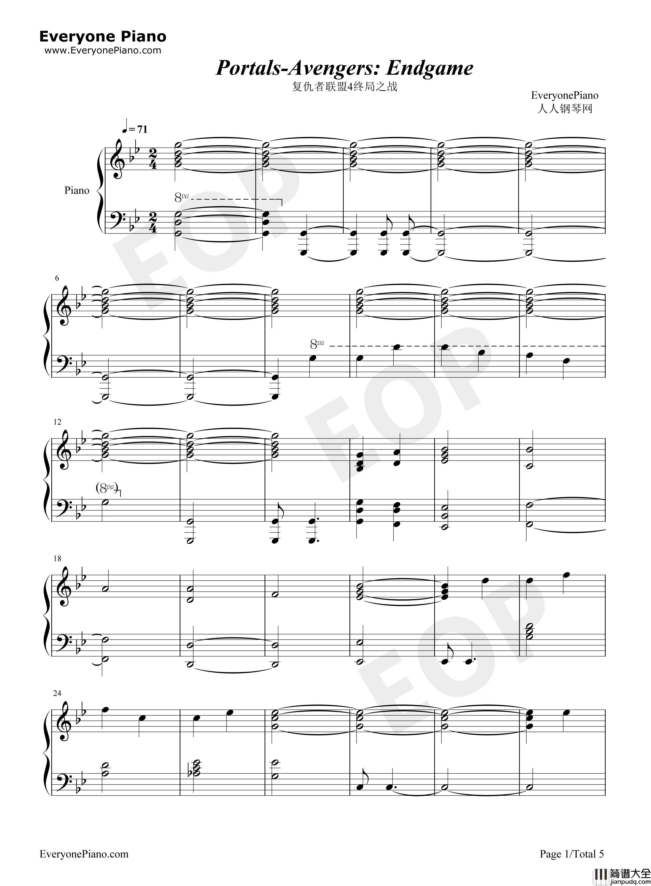 Portals钢琴谱_Alan_Silvestri