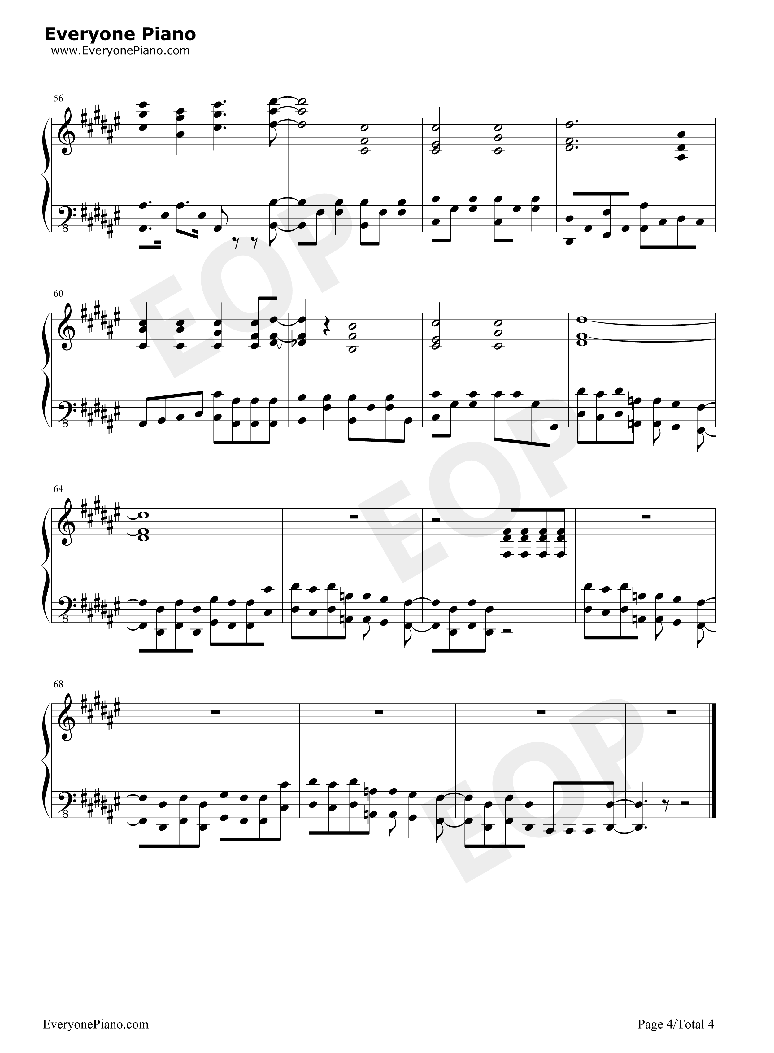 NO钢琴谱_大阪☆春夏秋冬