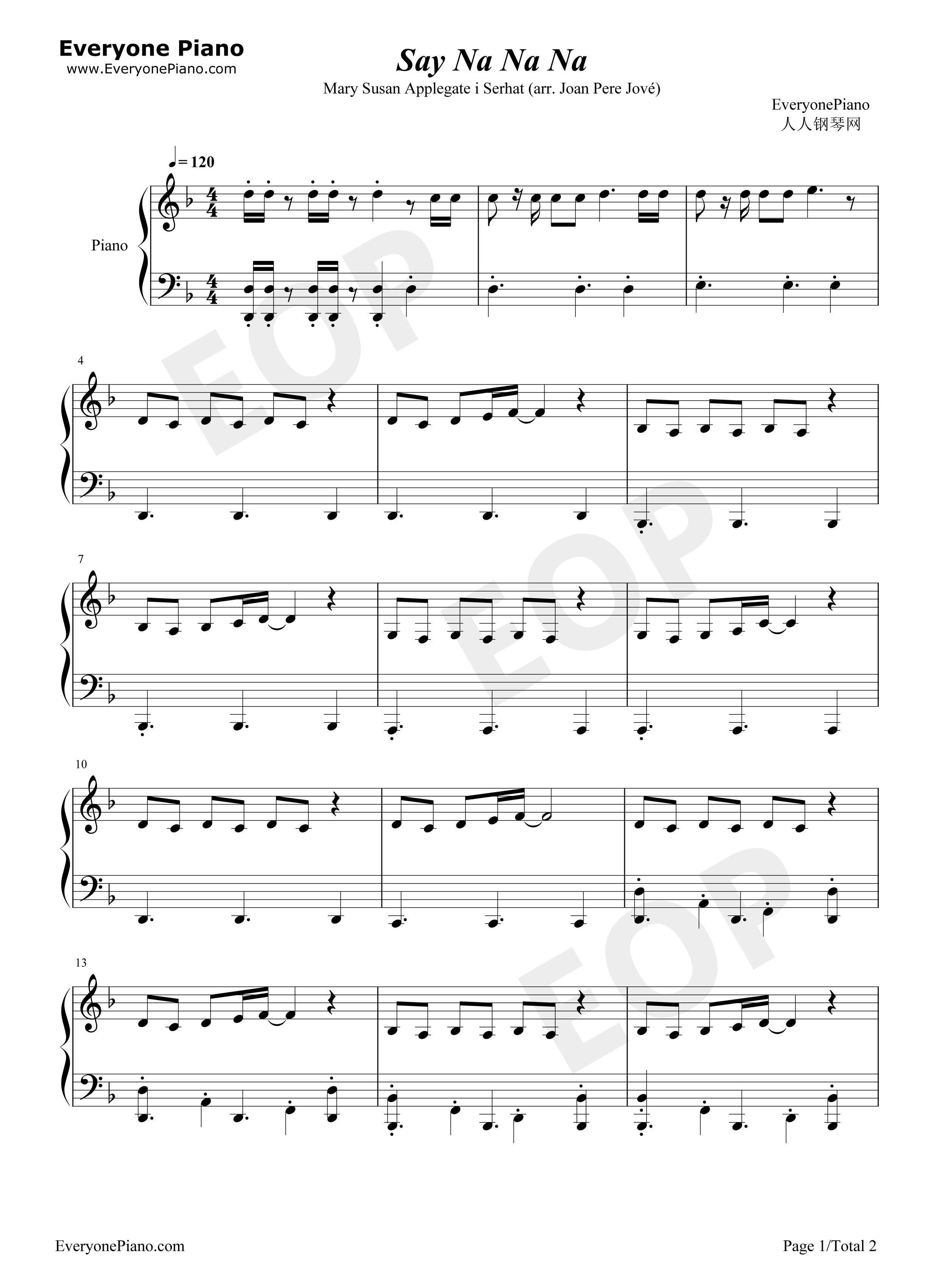 Say_Na_Na_Na钢琴谱_Serhat