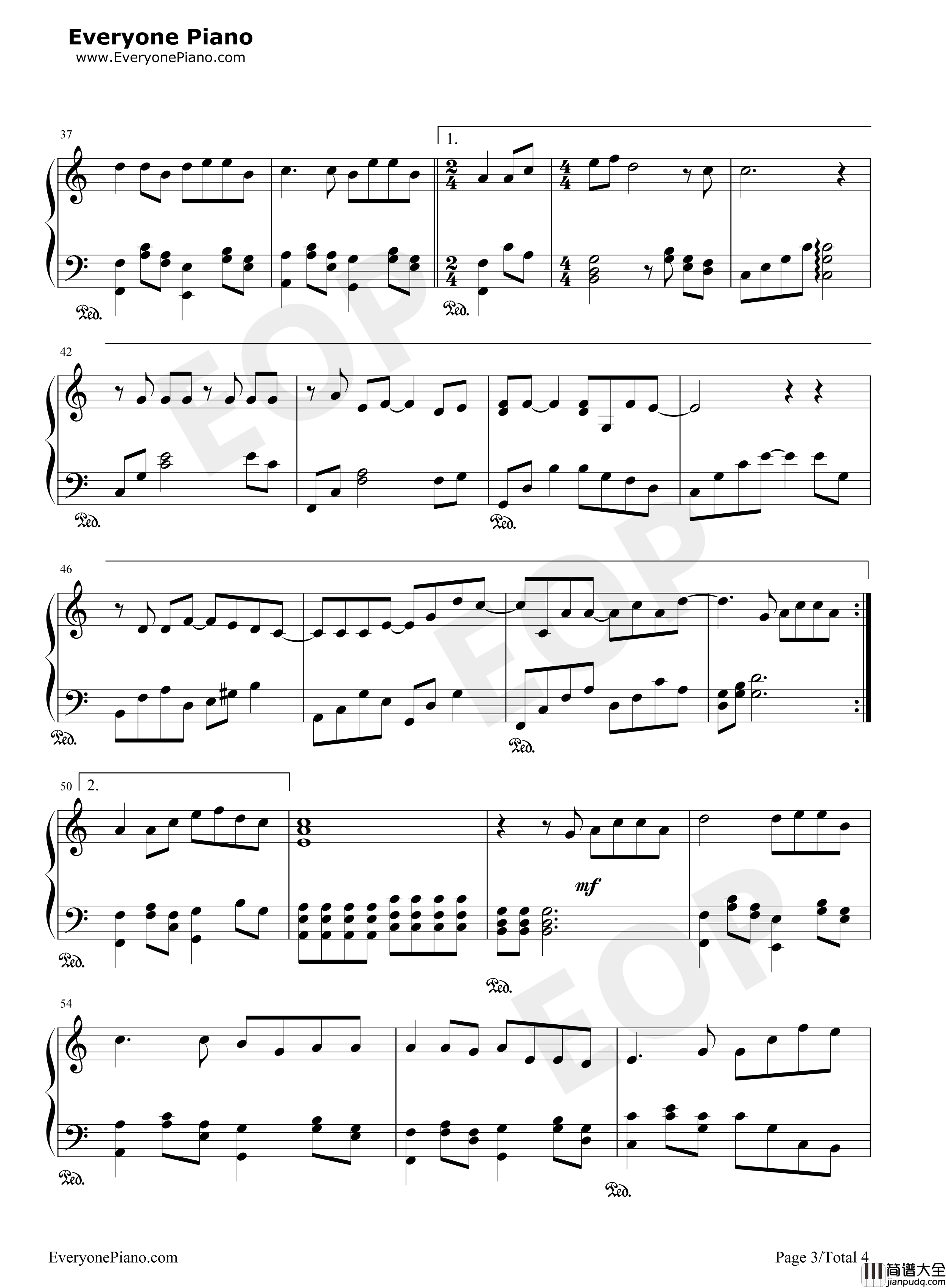 那女孩对我说钢琴谱_黄义达