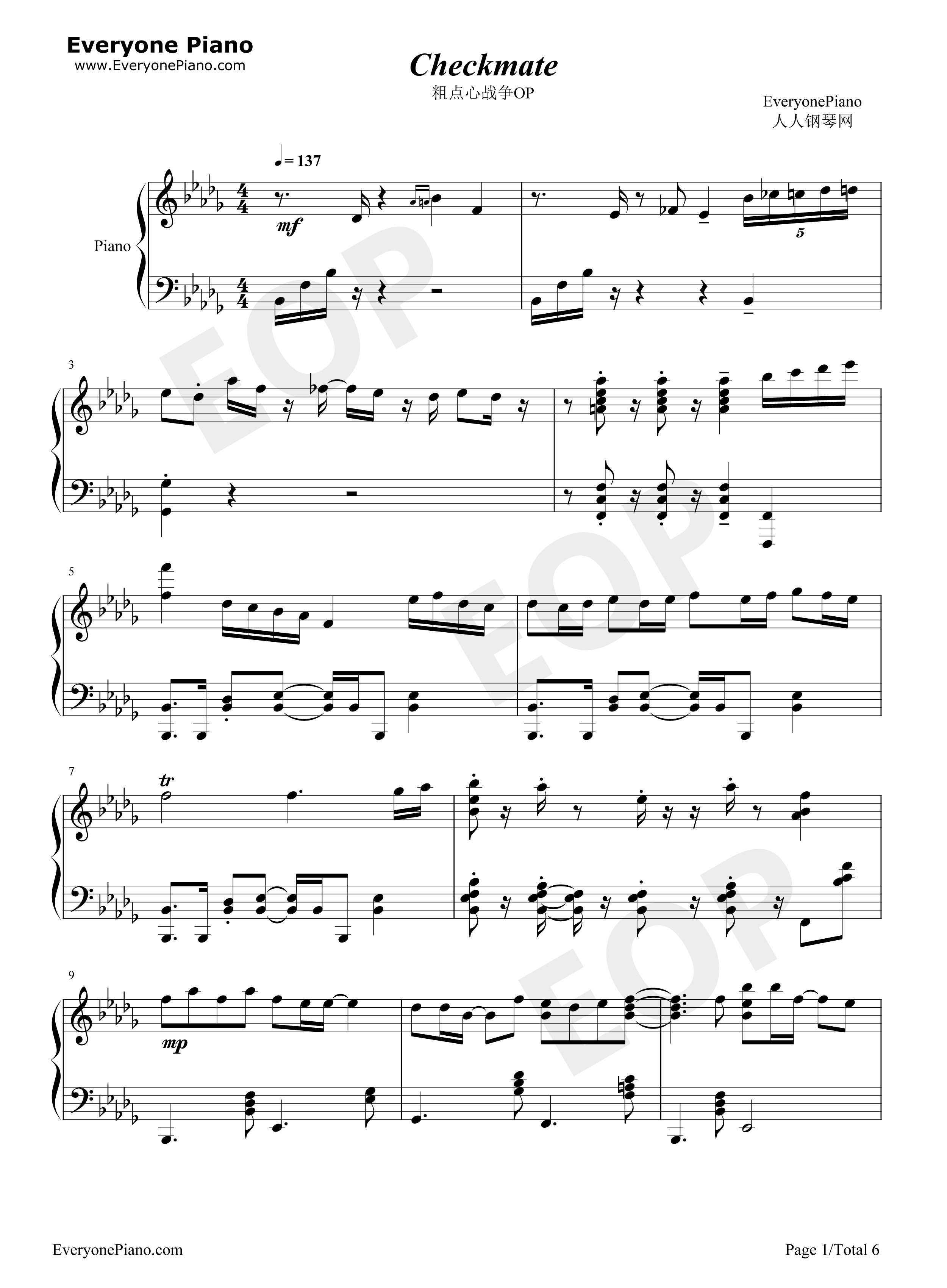 Checkmate钢琴谱_MICHI