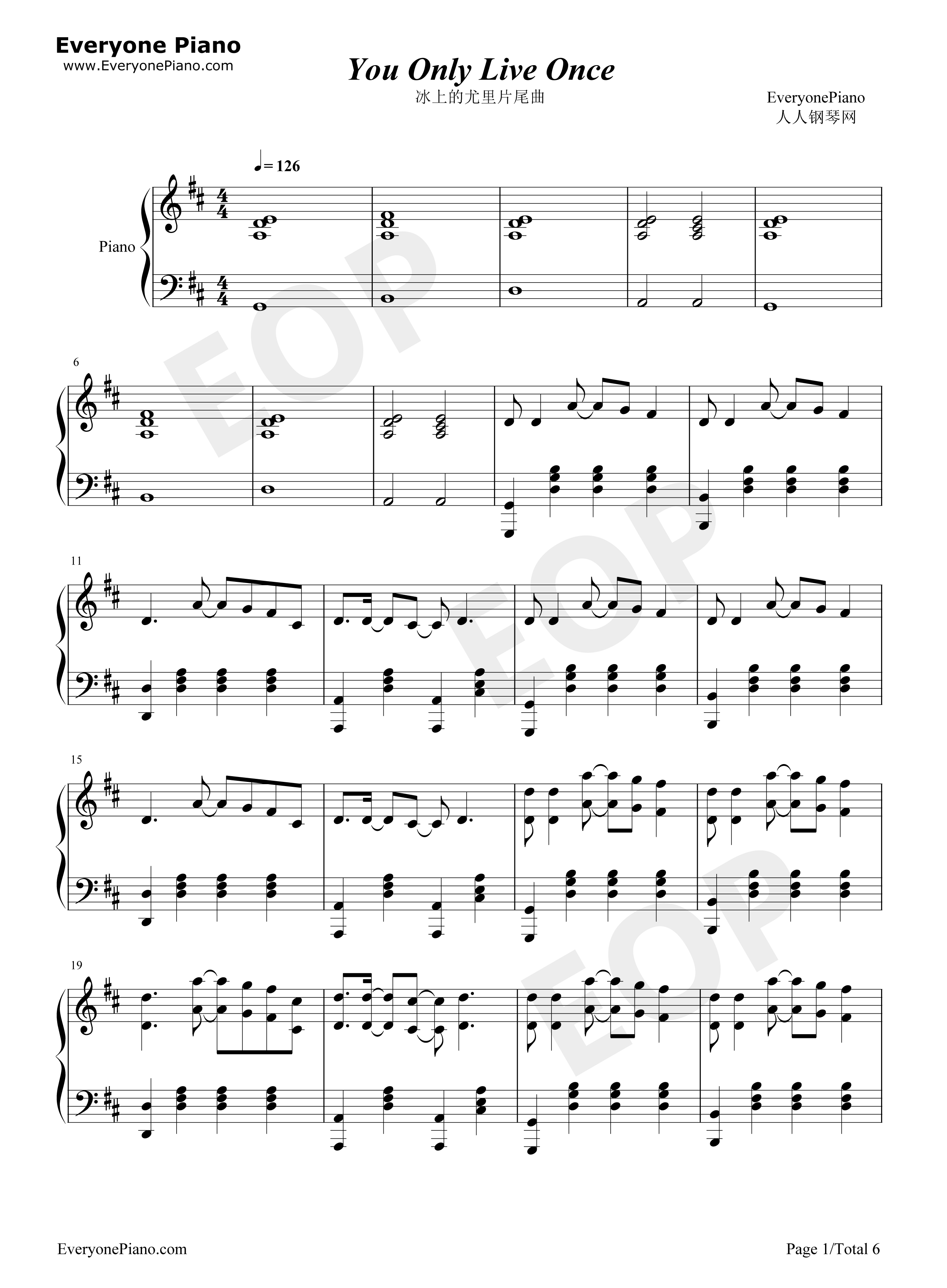 You_Only_Live_Once钢琴谱_羽多野涉
