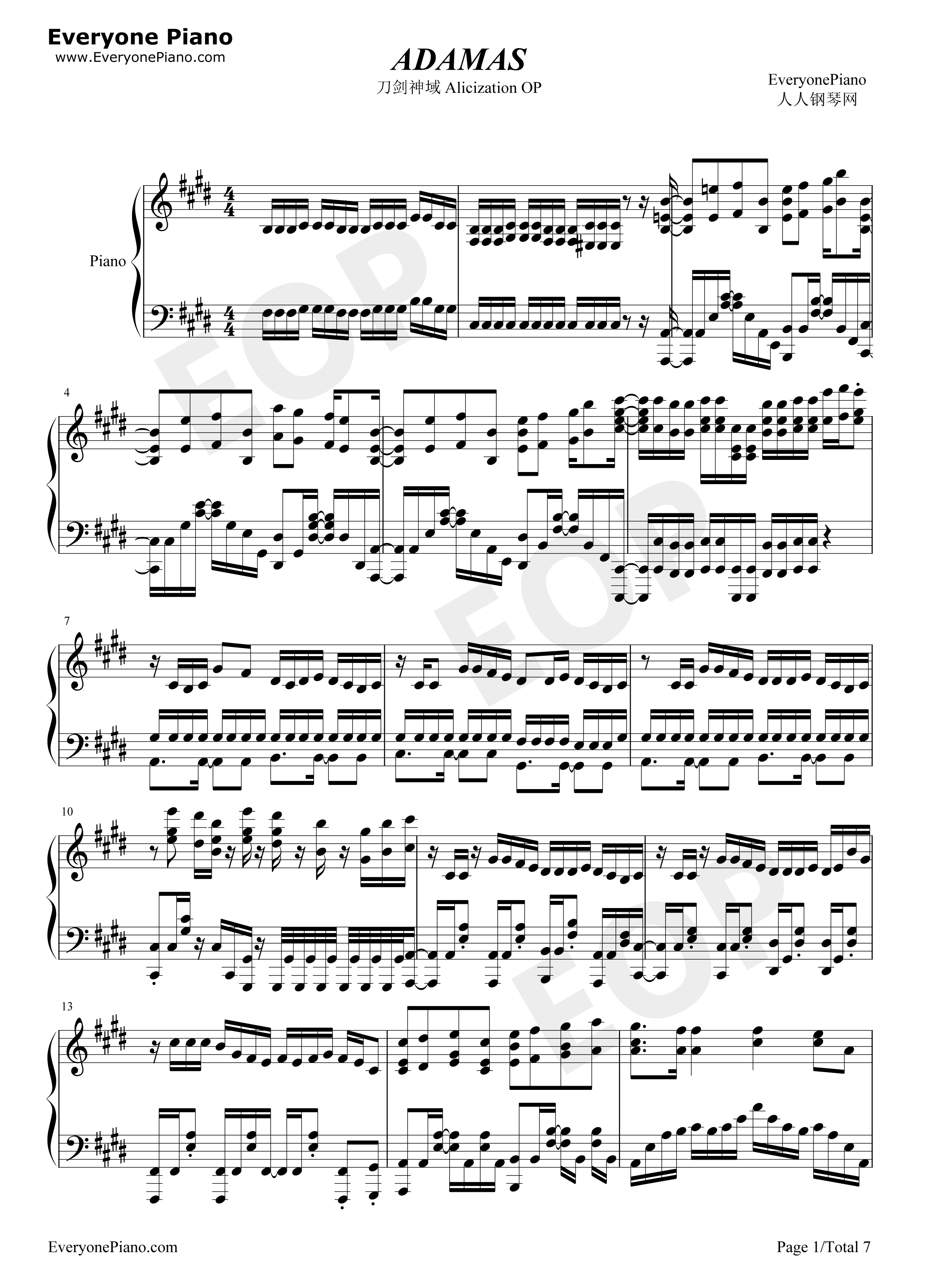 ADAMAS钢琴谱_LiSA