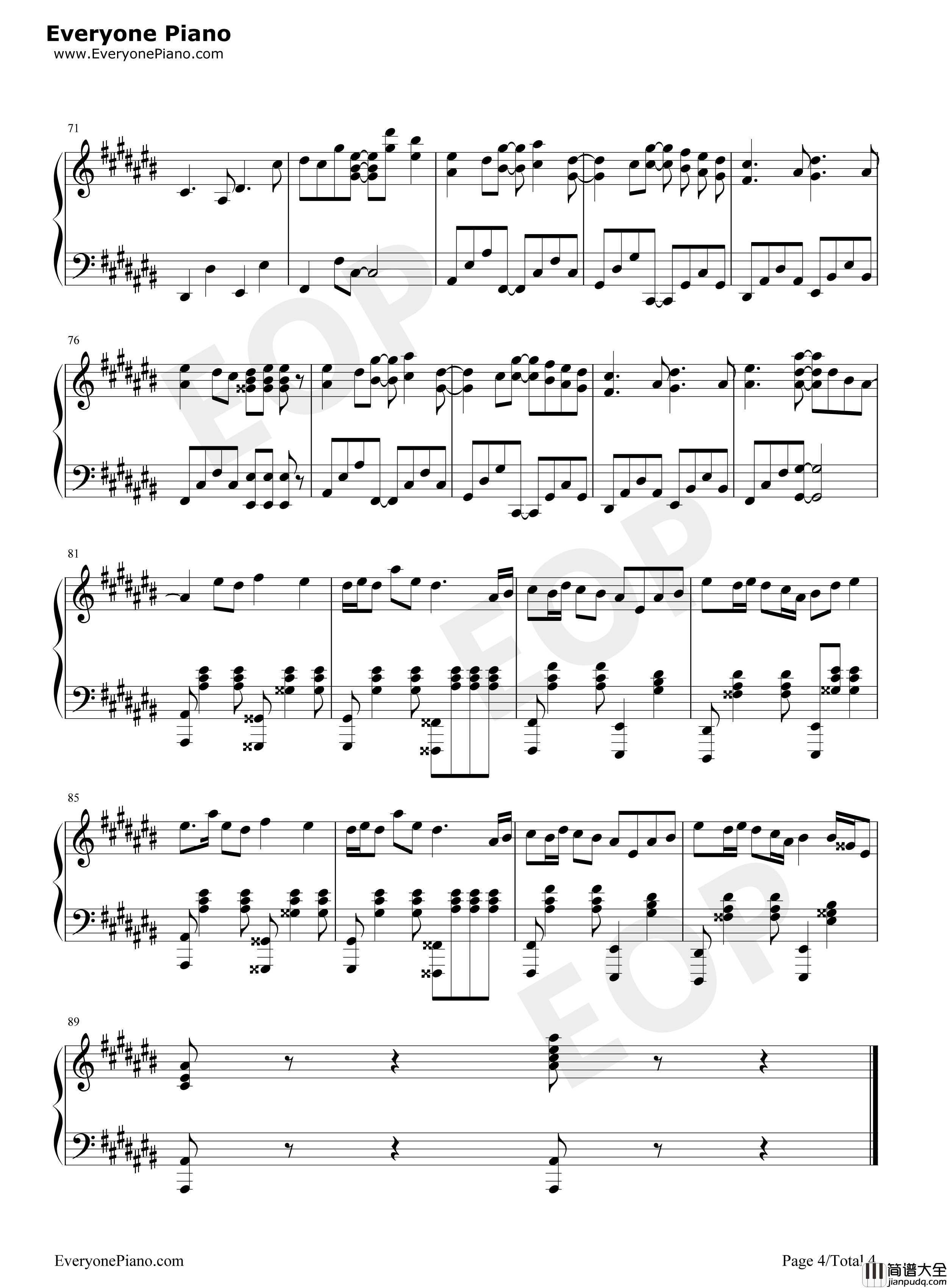 カンタレラ钢琴谱_KAITO