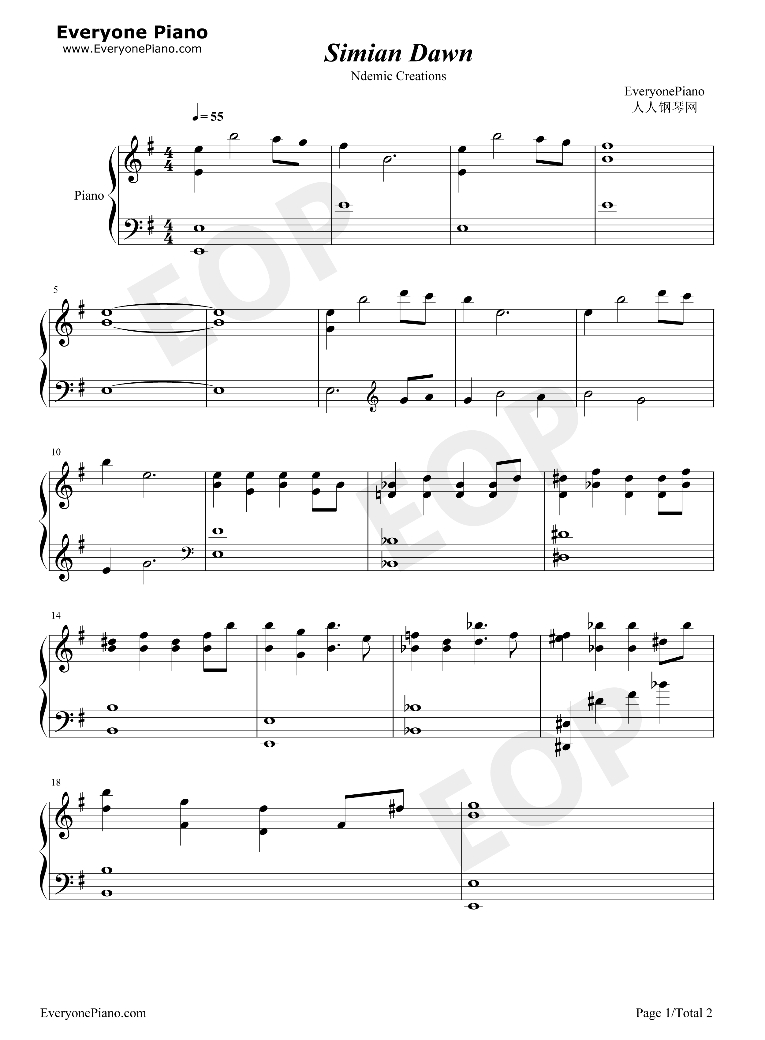 Simian_Dawn钢琴谱_Ndemic_Creations