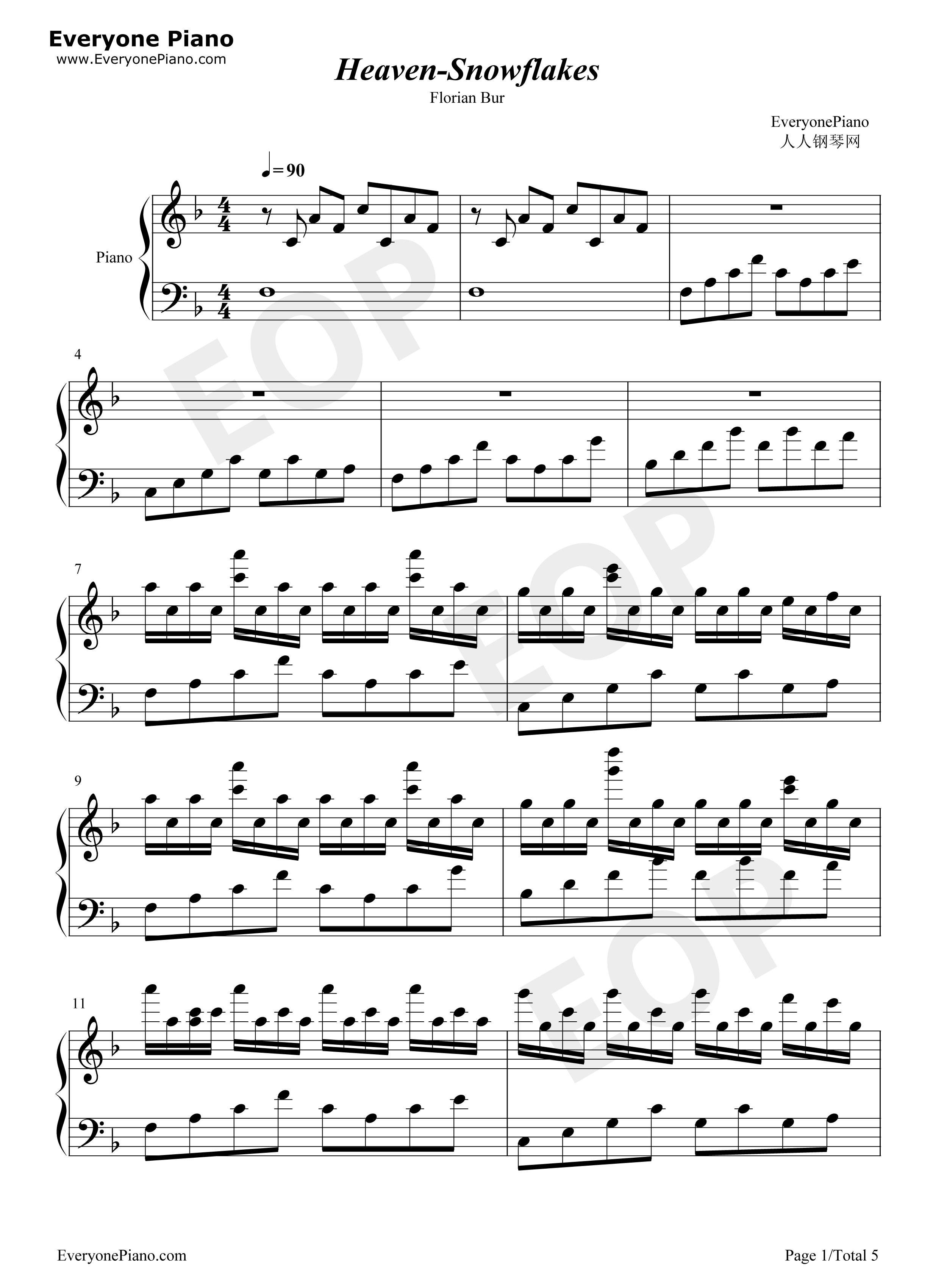 Heaven钢琴谱_Florian_Bur