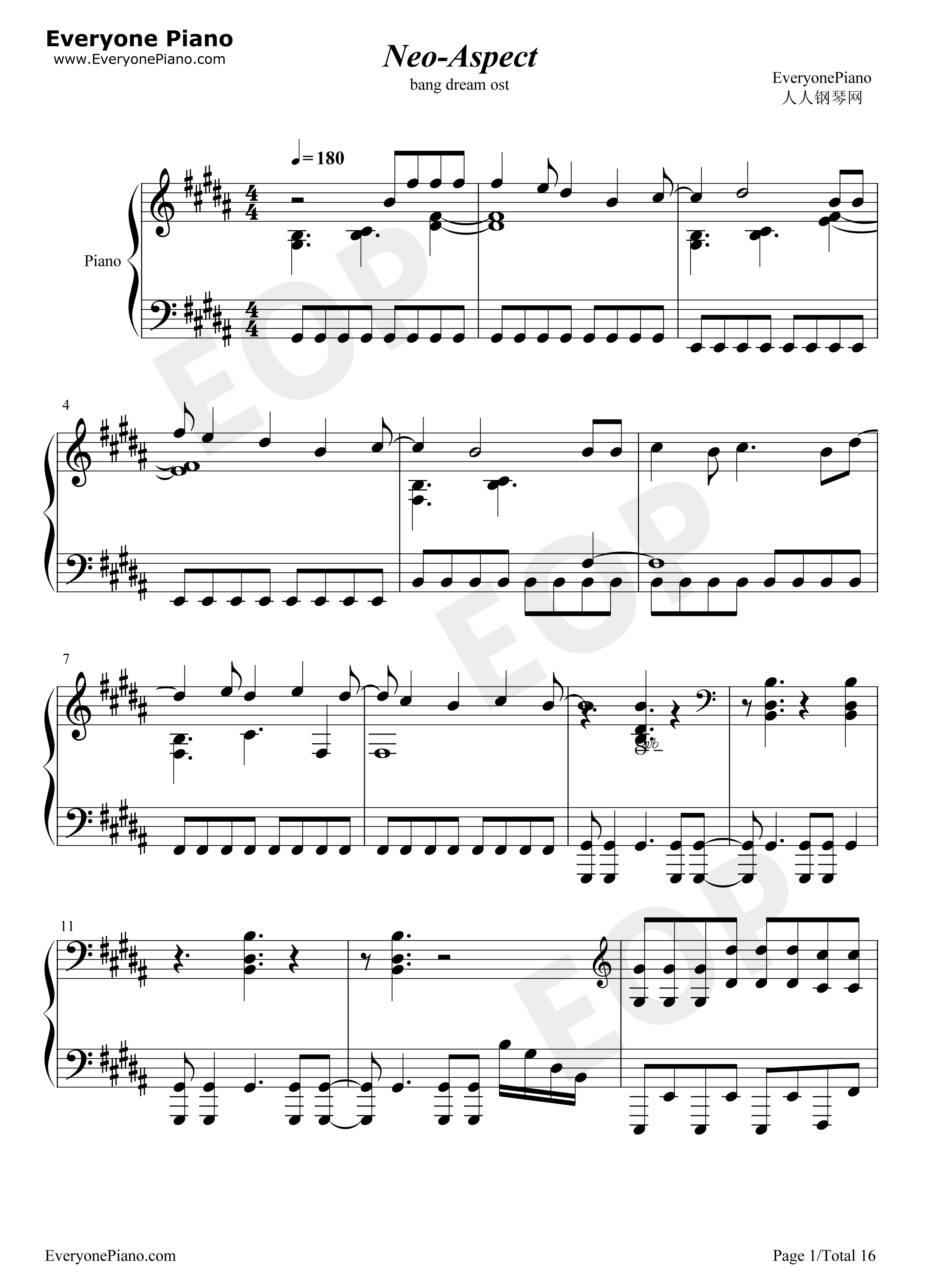 Neo钢琴谱_Roselia