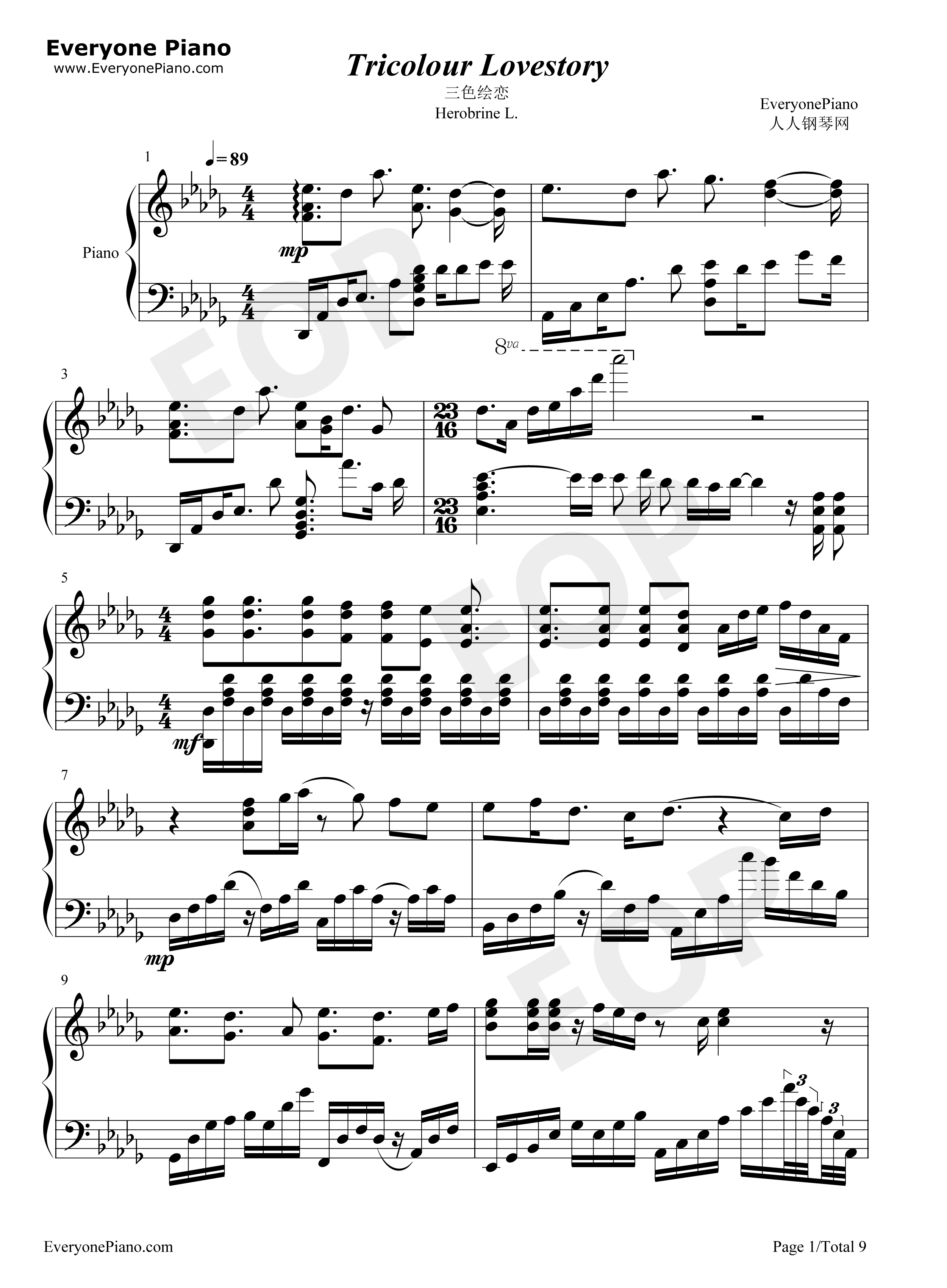 三色绘恋钢琴谱_Project_Lights