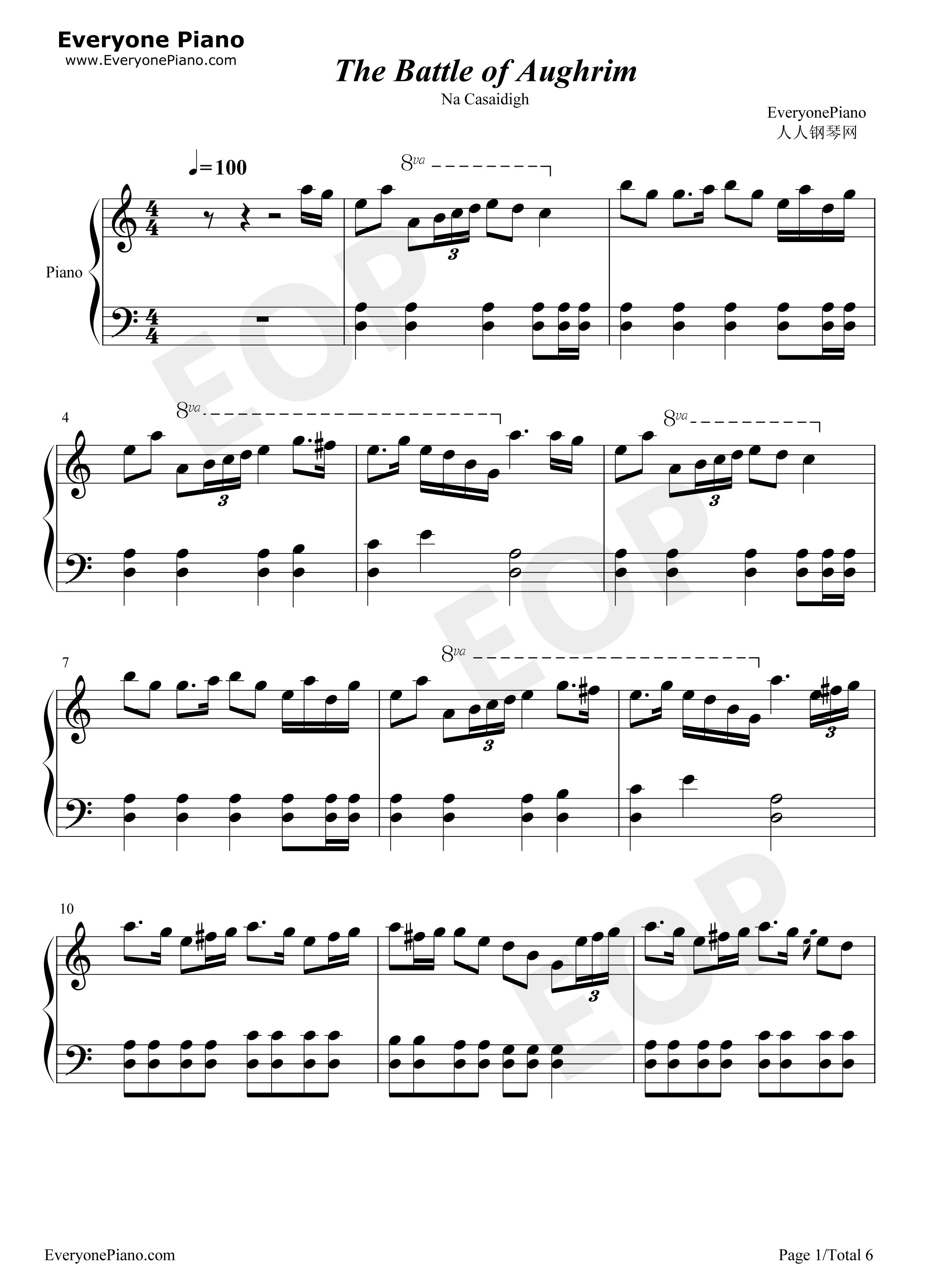 The_Battle_of_Aughrim钢琴谱_Na_Casaidigh