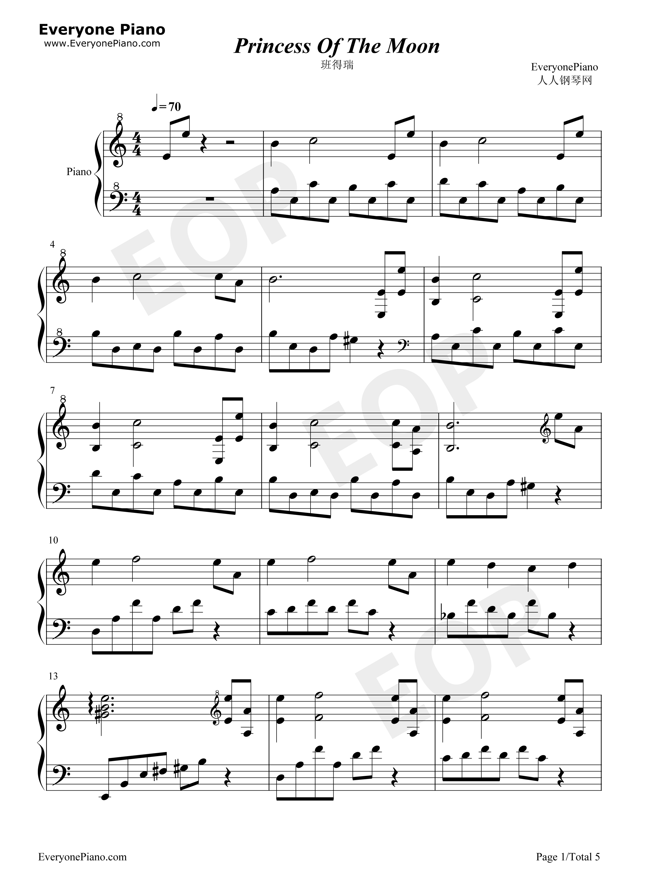 Princess_Of_The_Moon钢琴谱_班得瑞