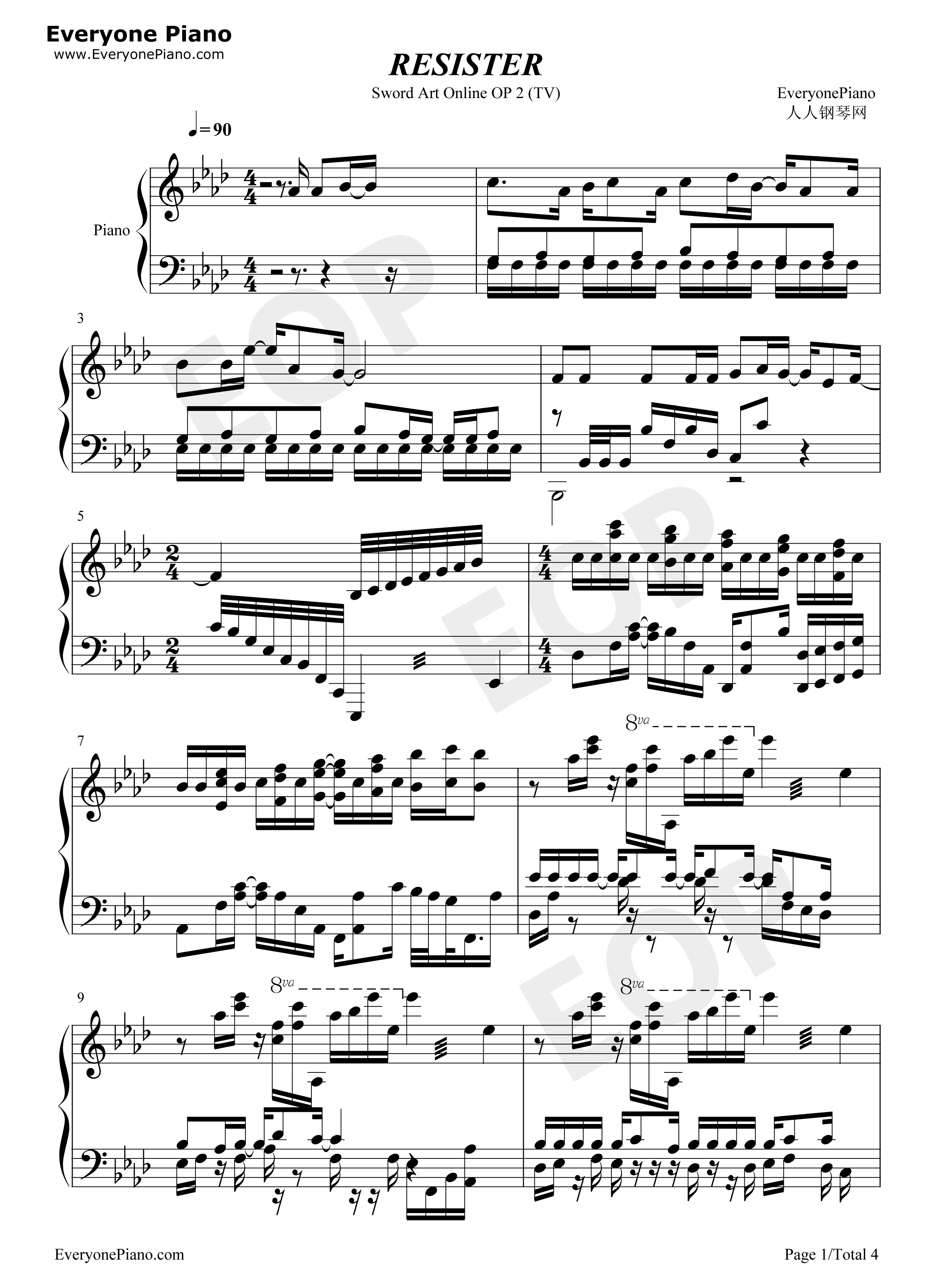 Resister钢琴谱_ASCA