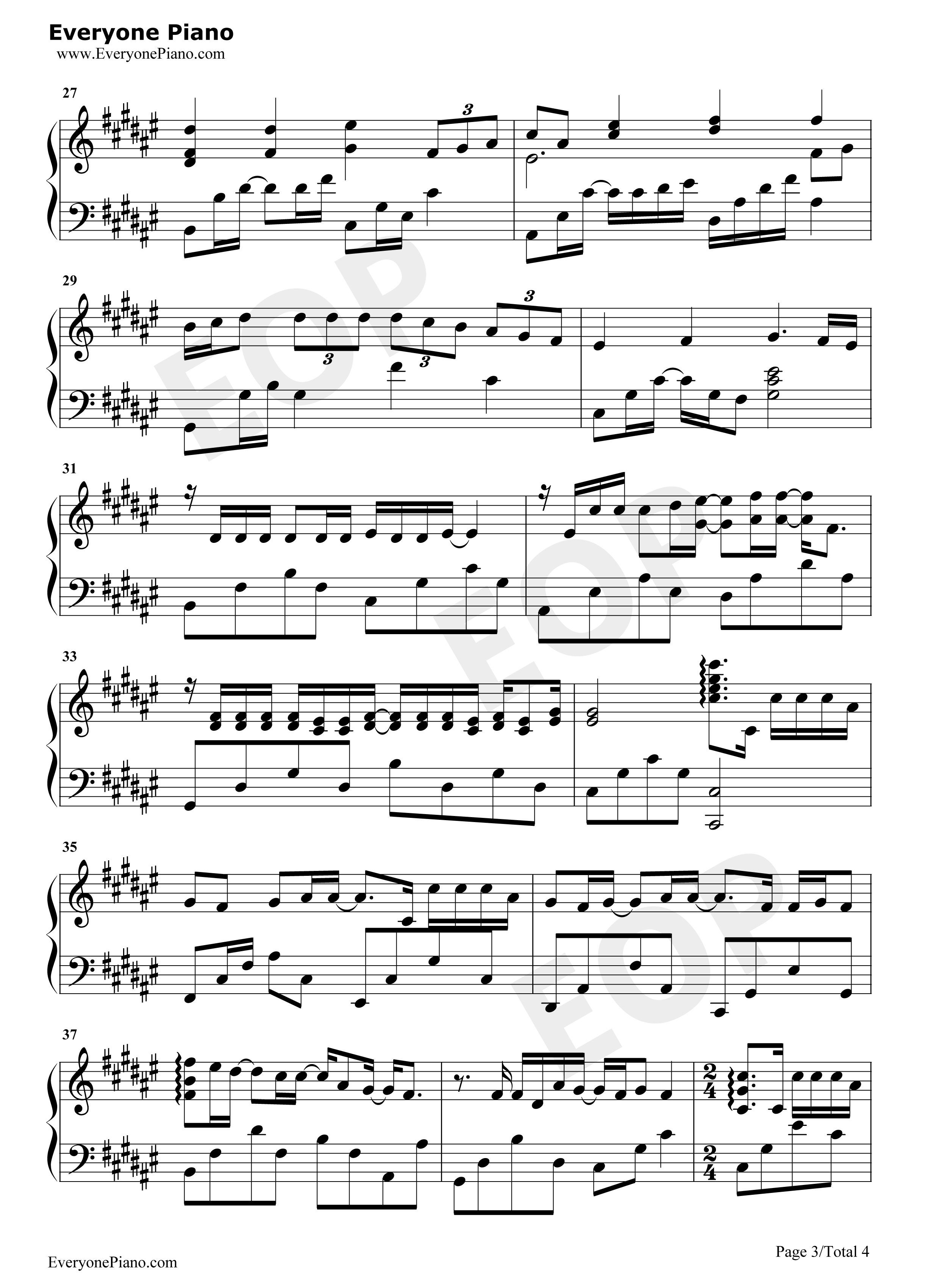 不再见面钢琴谱_西瓜JUN