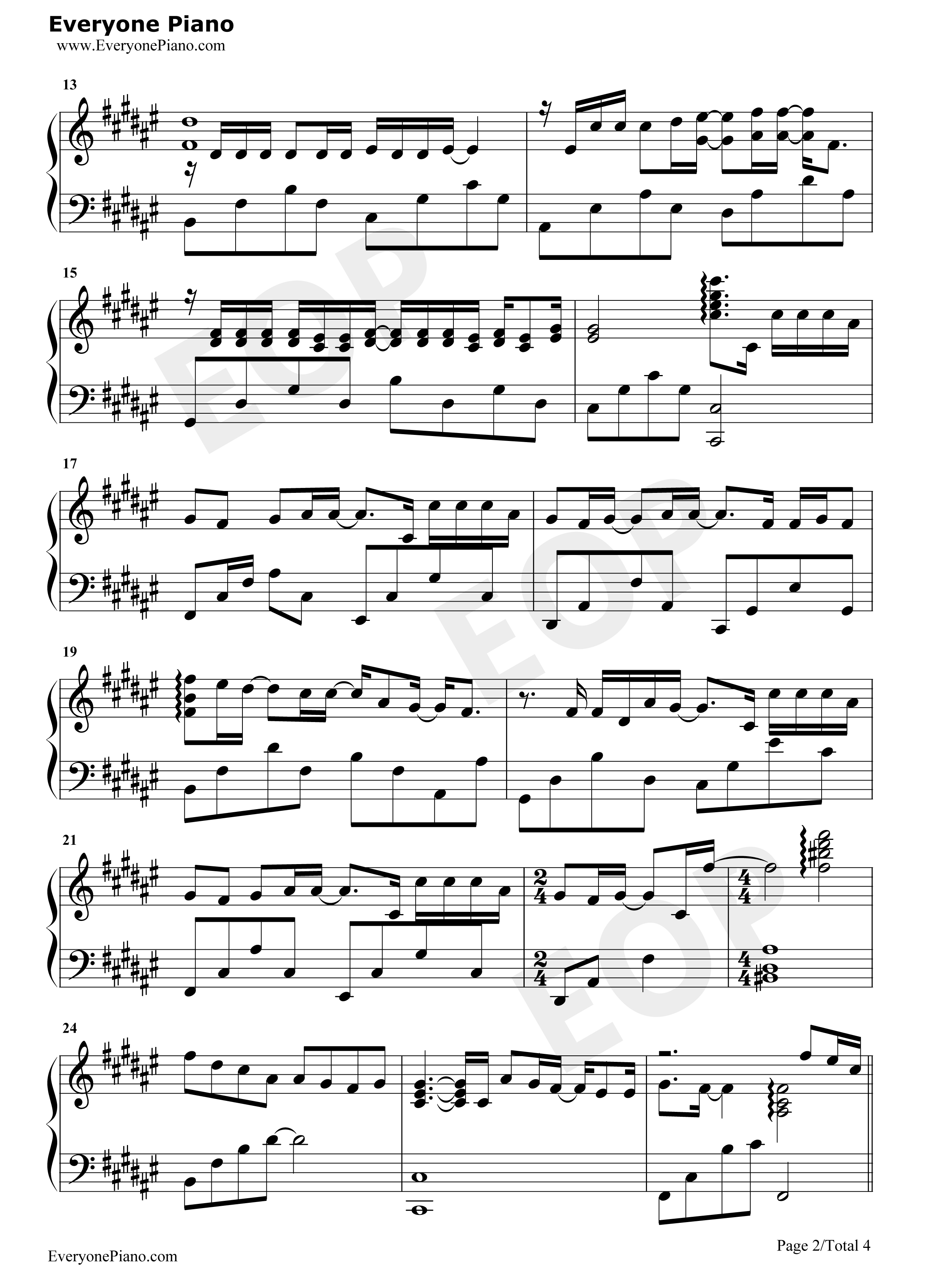 不再见面钢琴谱_西瓜JUN