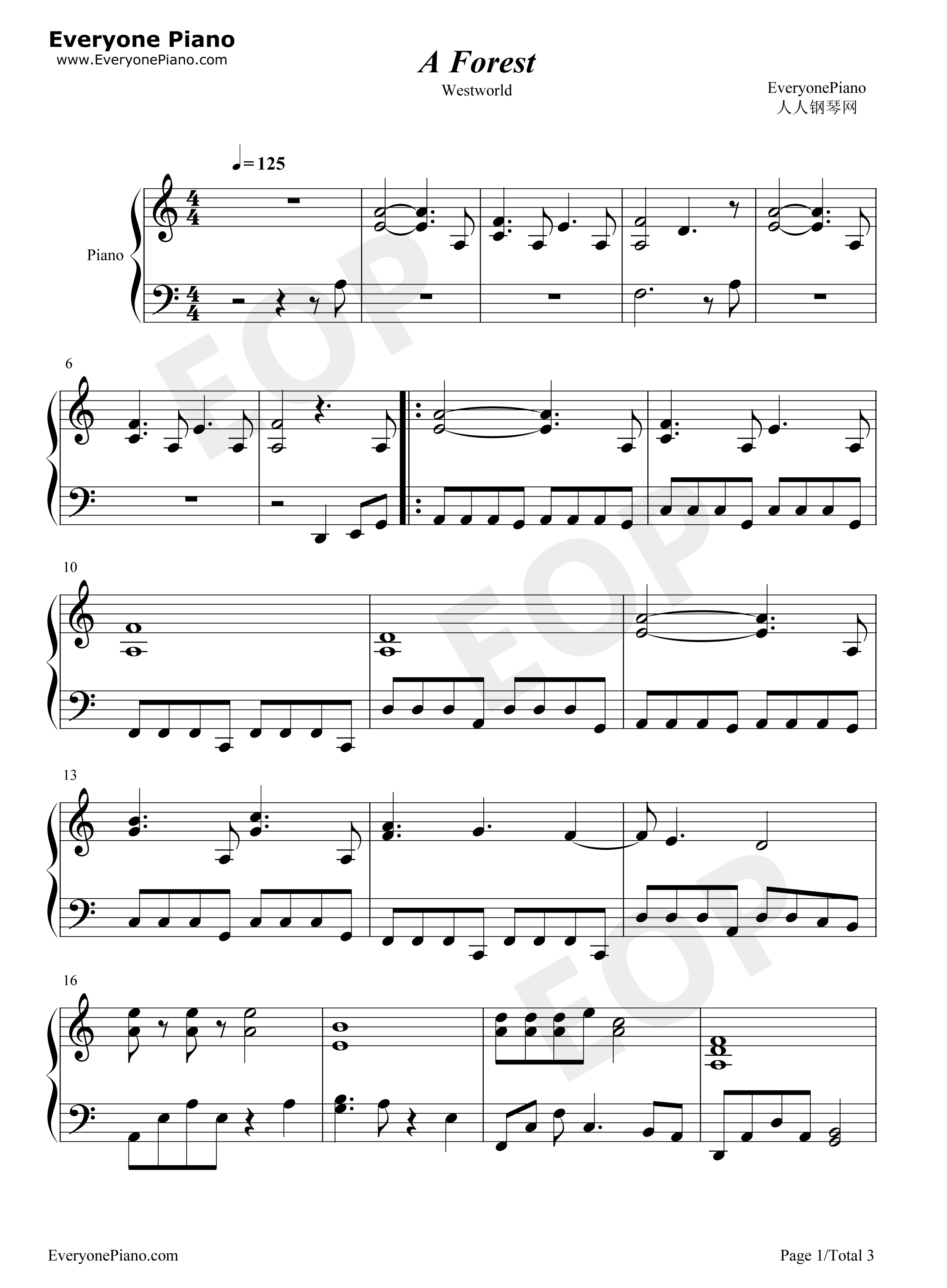 A_Forest钢琴谱_Ramin_Djawadi