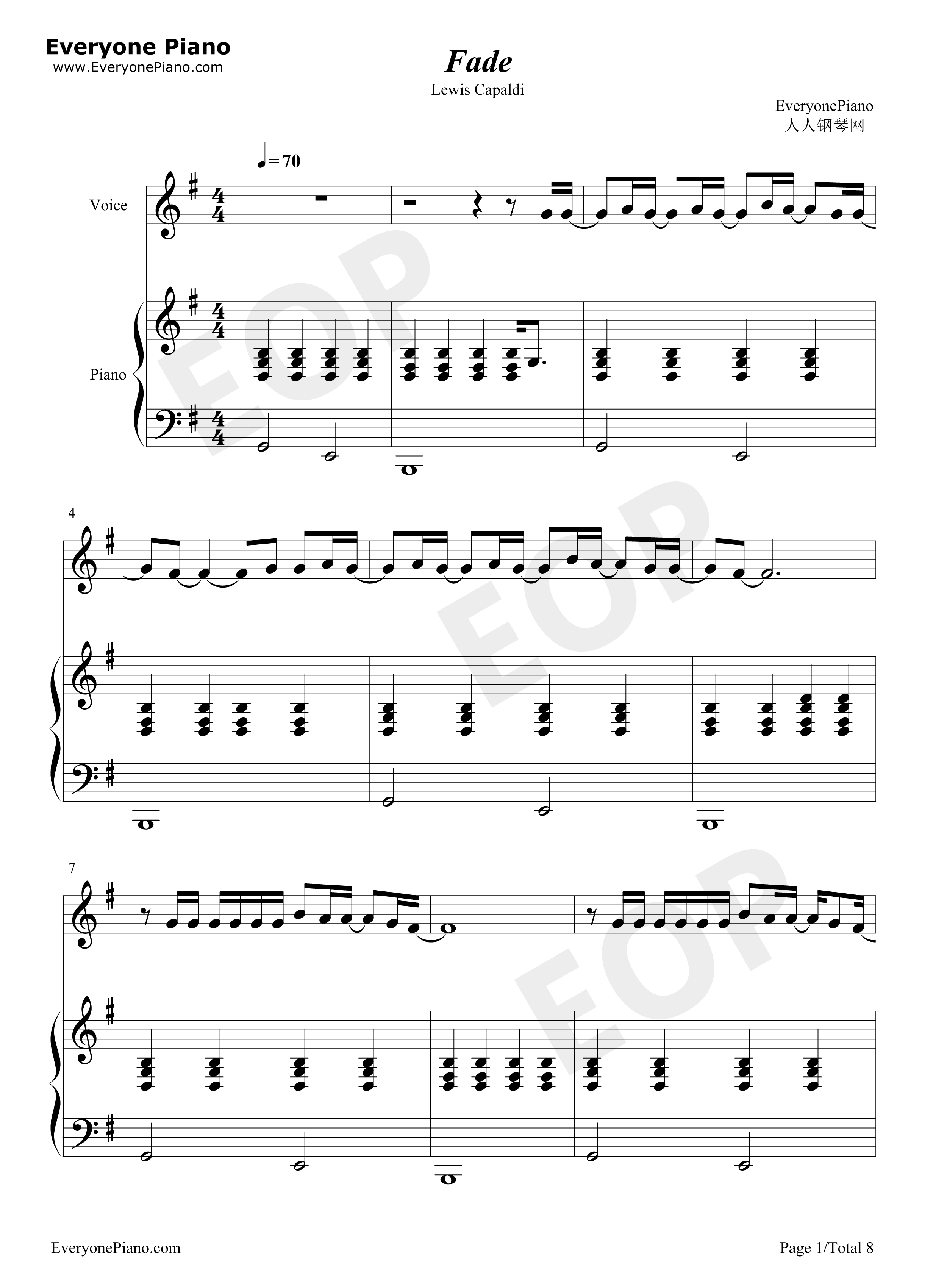 Fade钢琴谱_Lewis_Capaldi