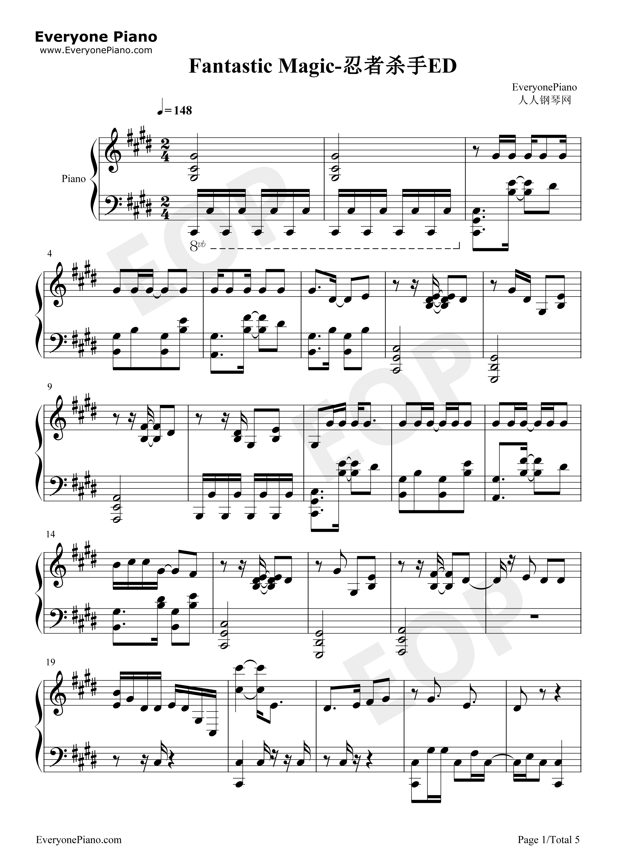 Fantastic_Magic钢琴谱_TK_from_凛として时雨