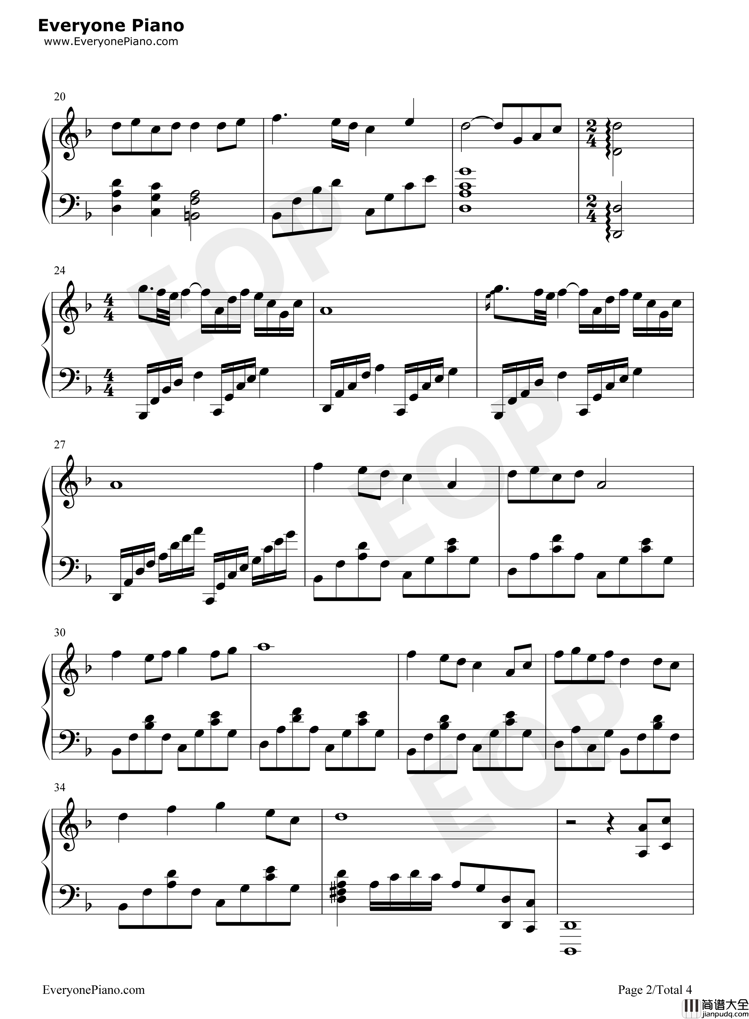 奈落之战钢琴谱_花泽香菜