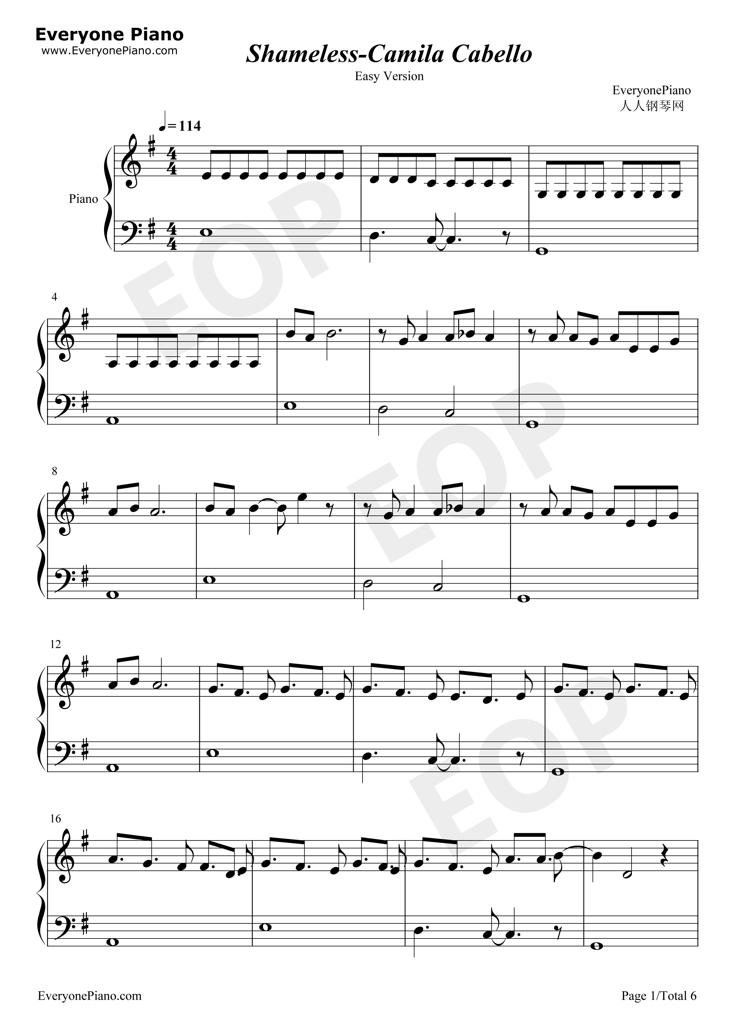 Shameless钢琴谱_Camila_Cabello