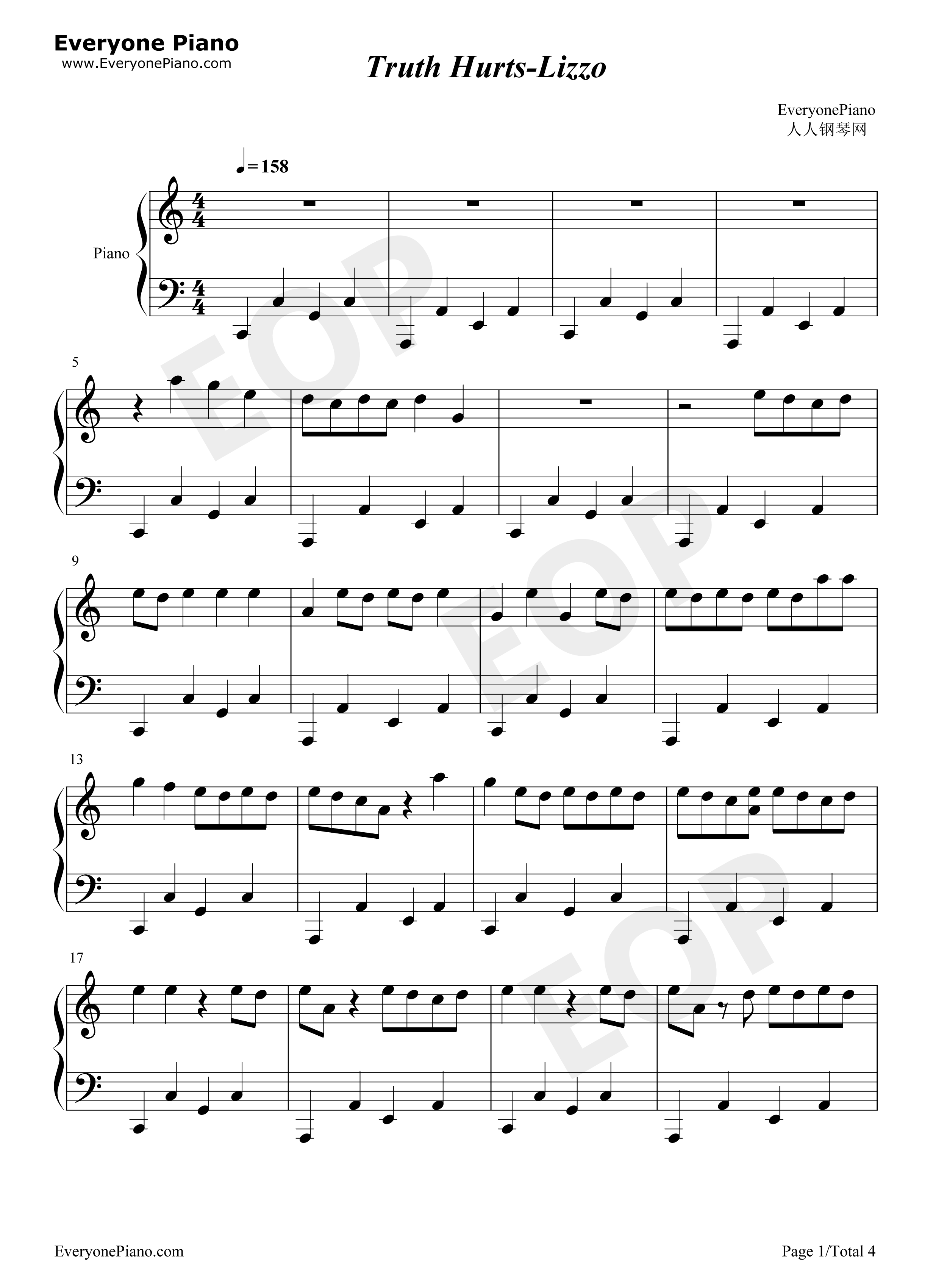 Truth_Hurts钢琴谱_Lizzo