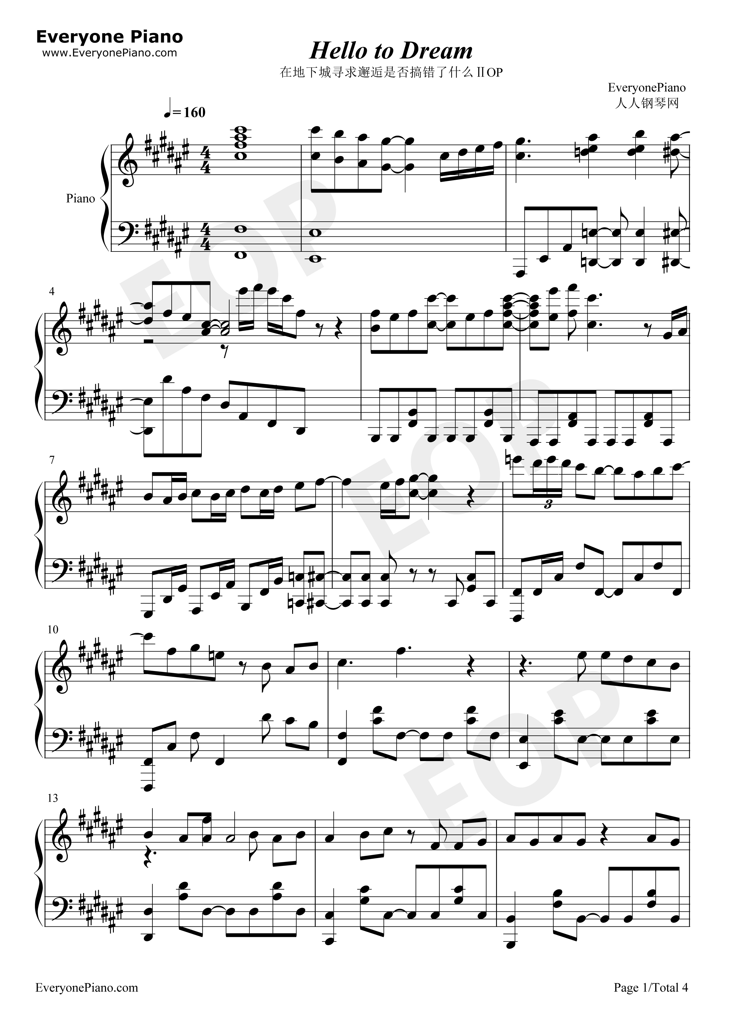 Hello_to_Dream钢琴谱_井口裕香