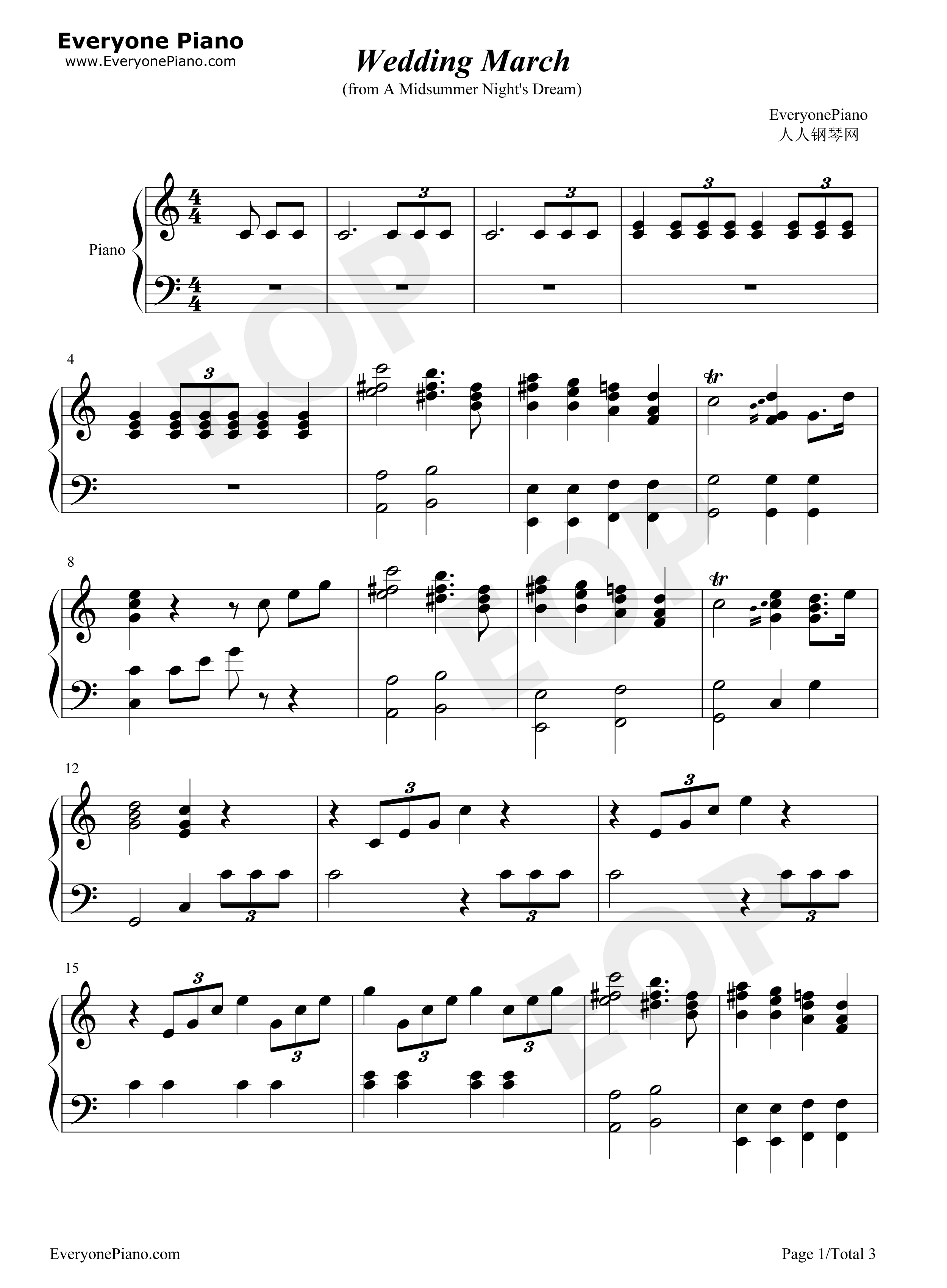 Wedding_March钢琴谱_门德尔松