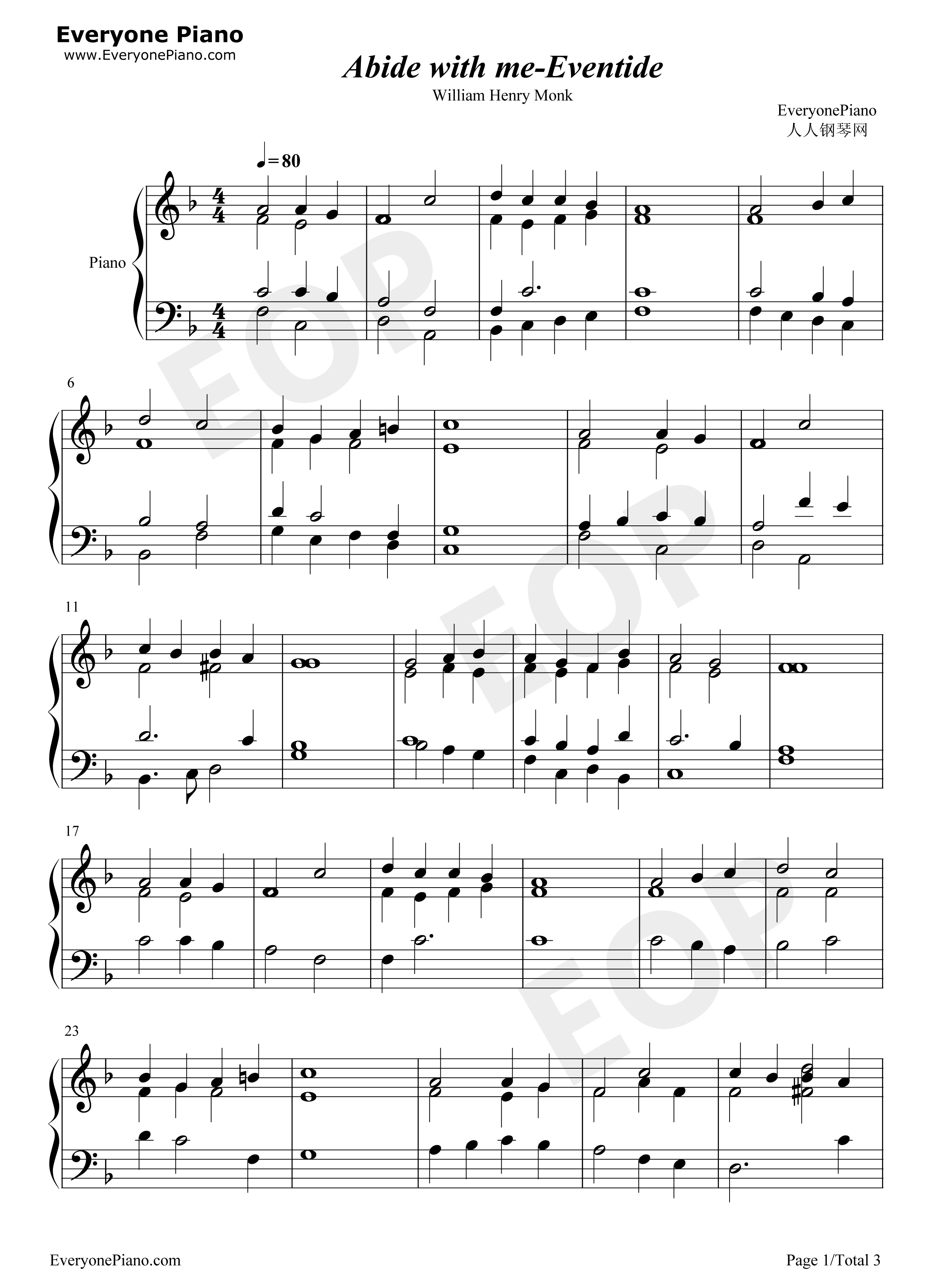 Abide_with_Me钢琴谱_William_Henry_Monk
