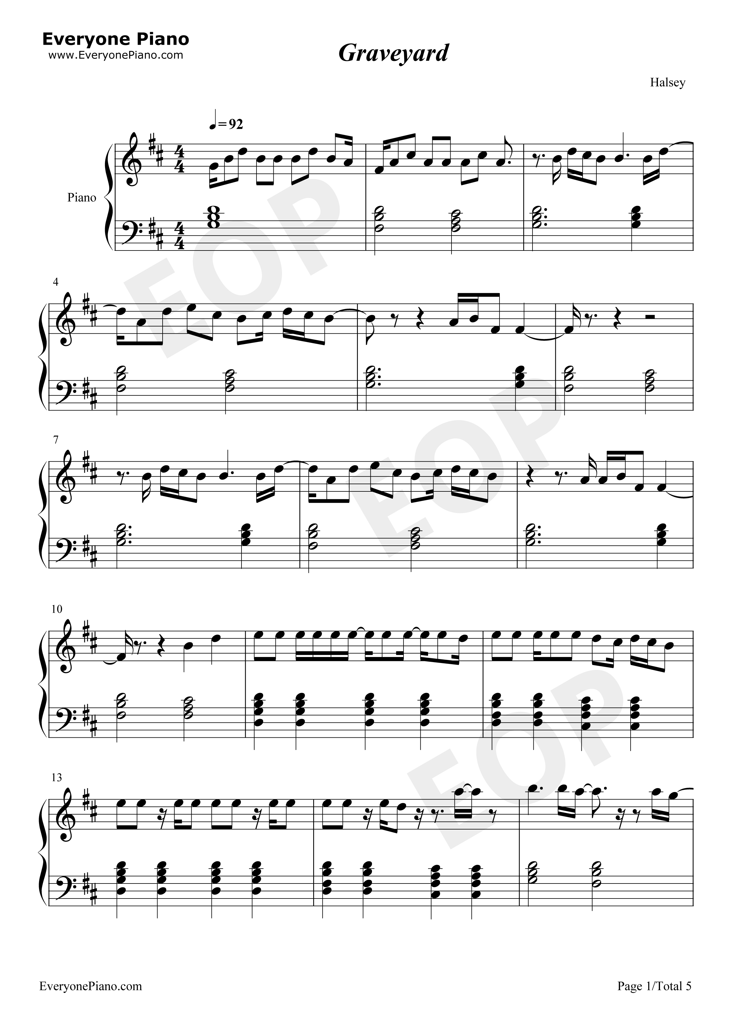 Graveyard钢琴谱_Halsey