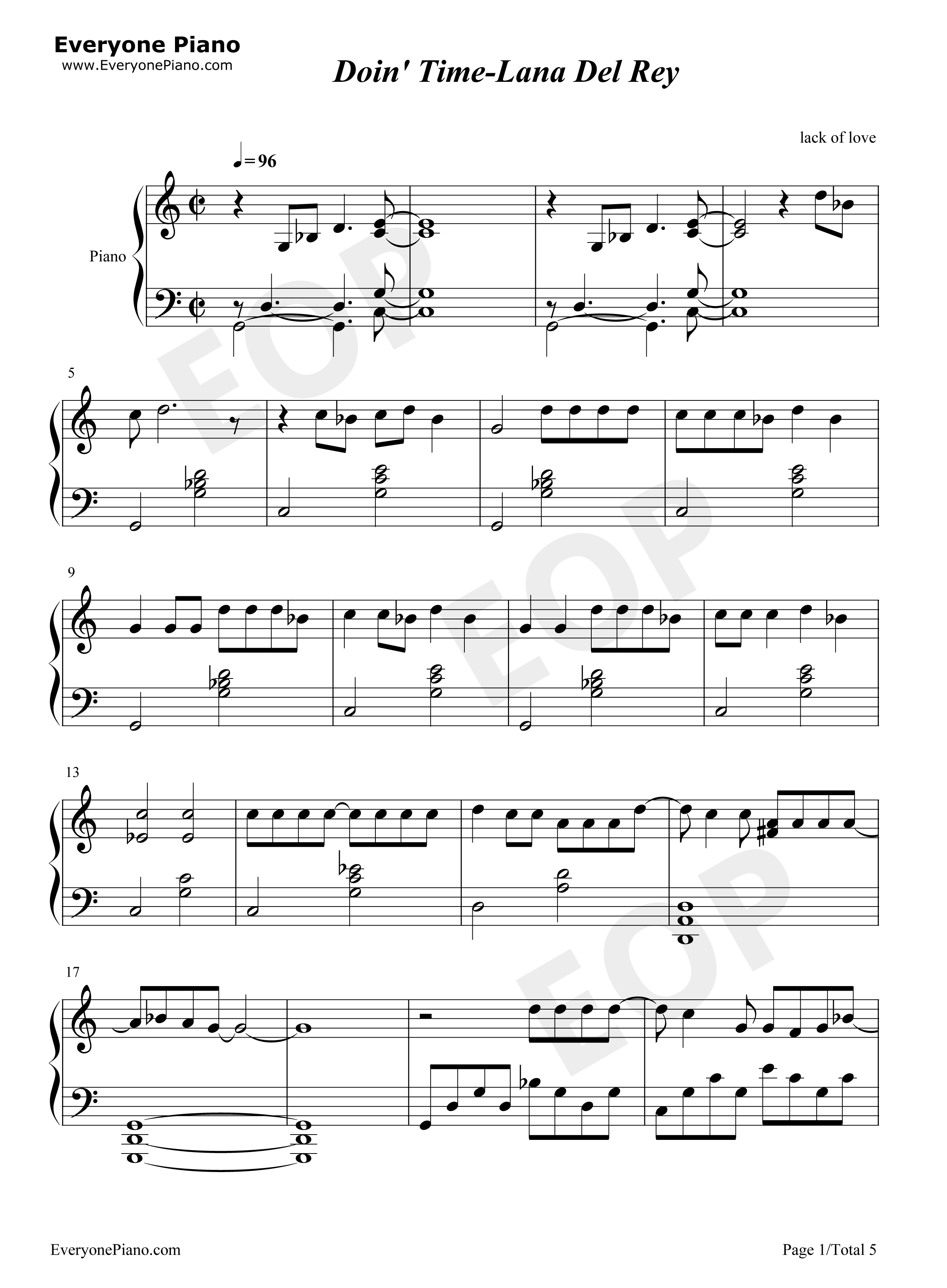 Doin_Time钢琴谱_Lana_Del_Rey