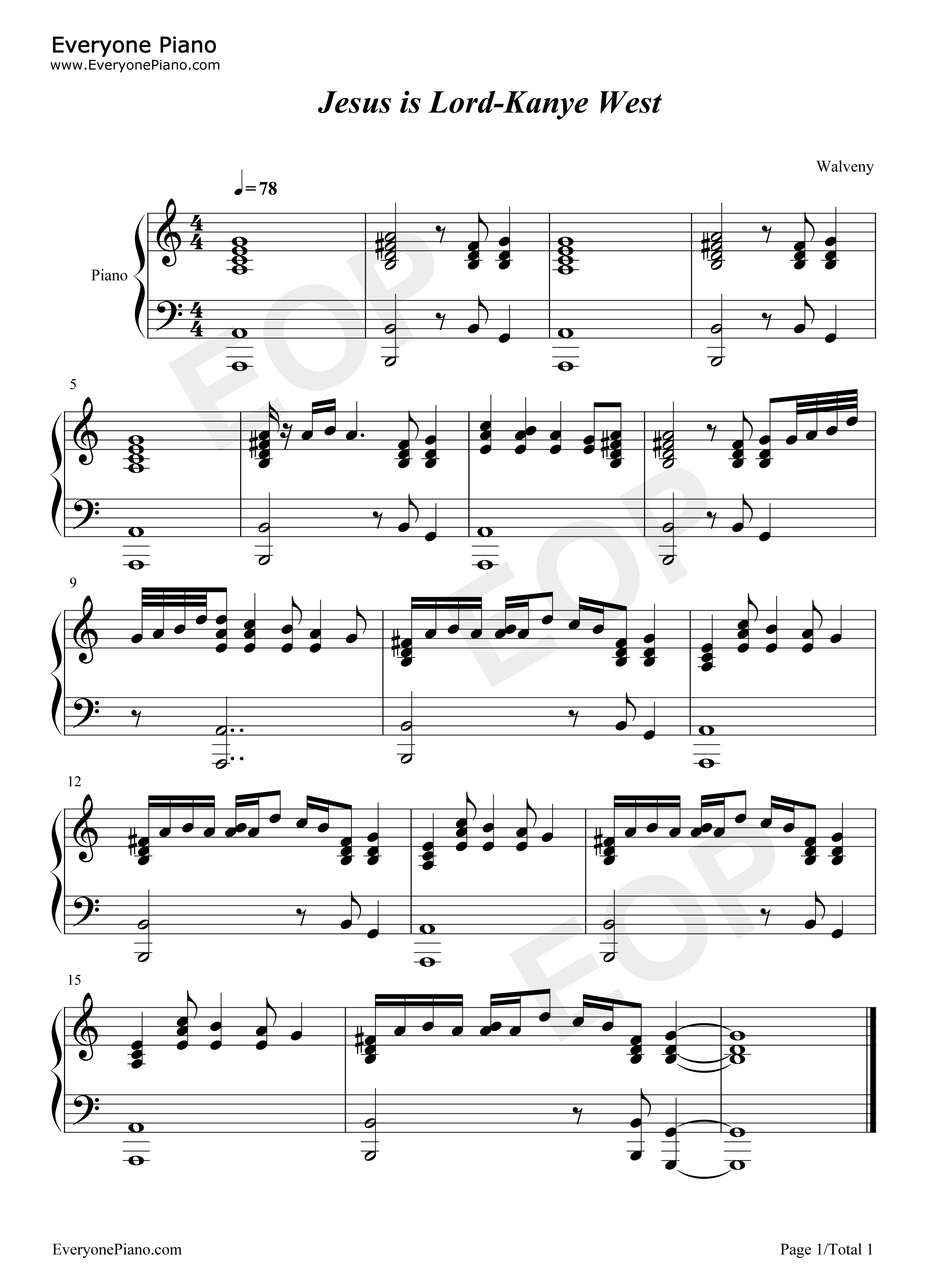 Jesus_is_Lord钢琴谱_Kanye_West
