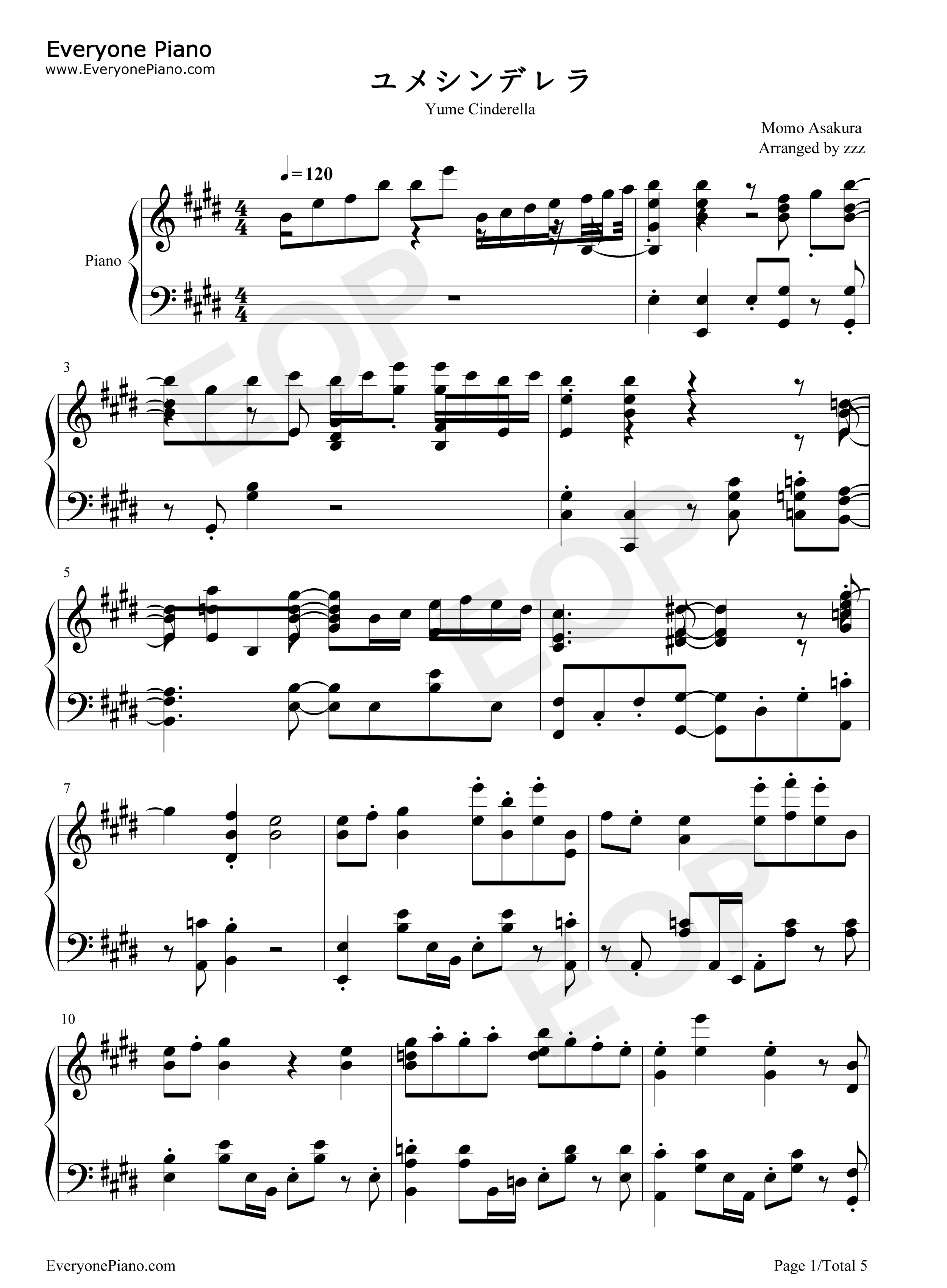ユメシンデレラ钢琴谱_麻仓桃