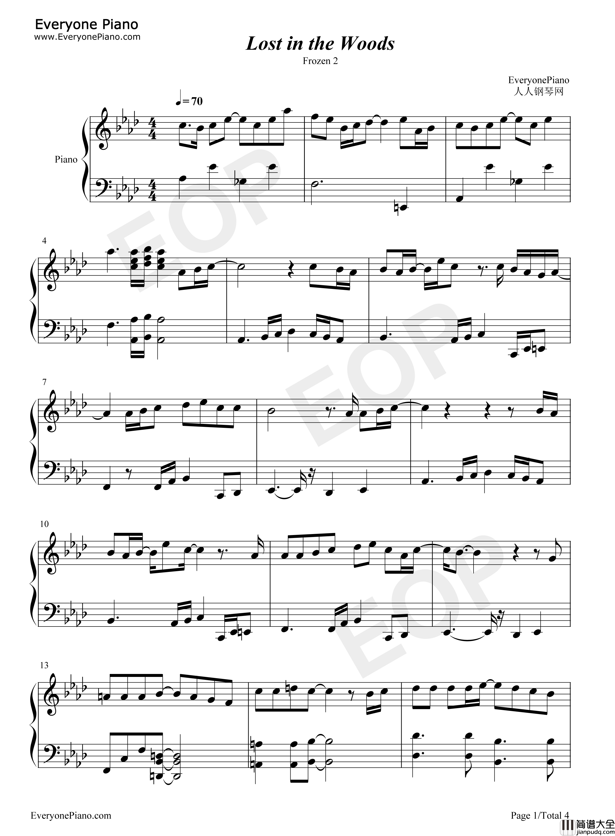 Lost_in_the_Woods钢琴谱_Jonathan_Groff