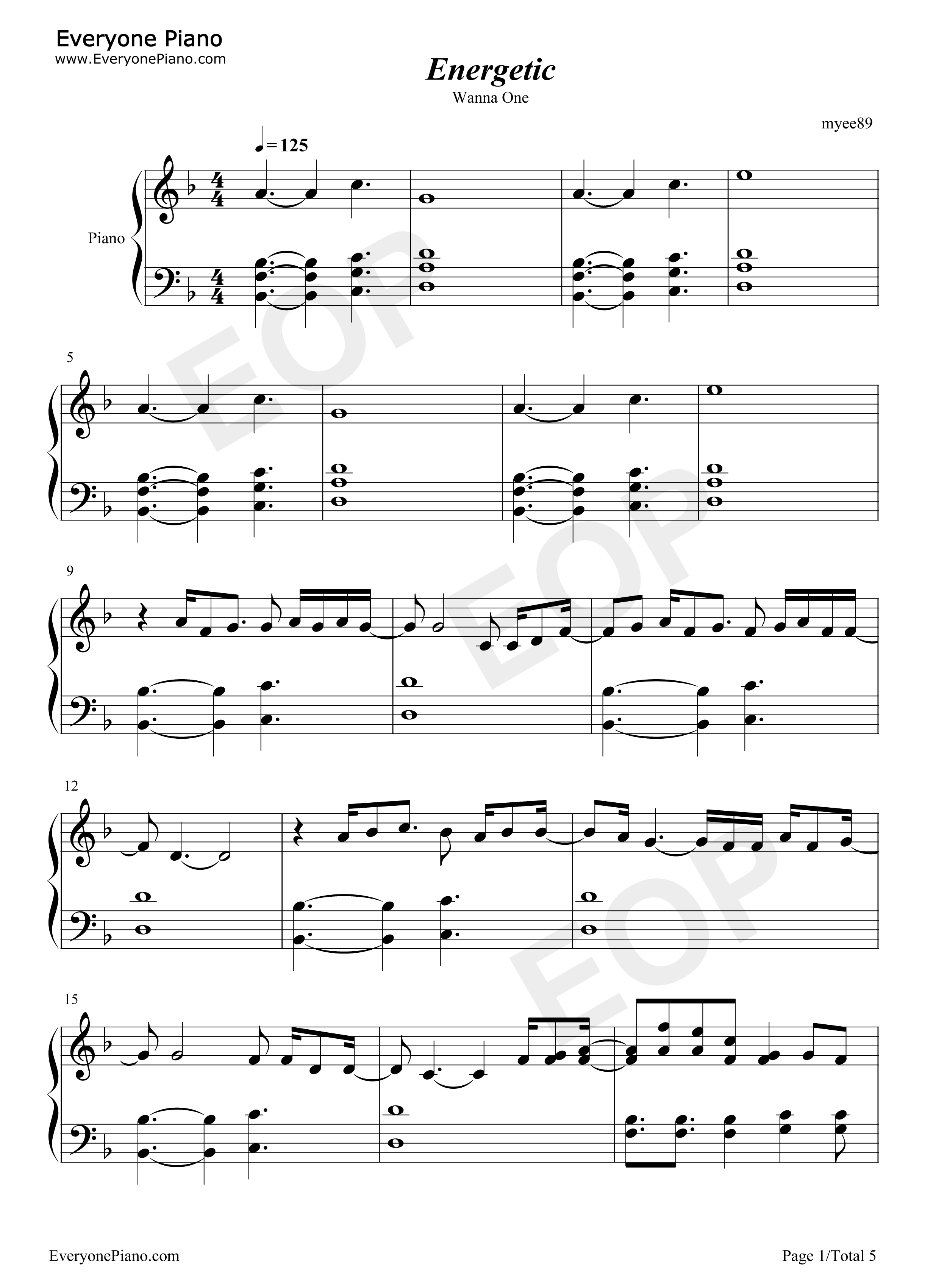 Energetic钢琴谱_Wanna_One