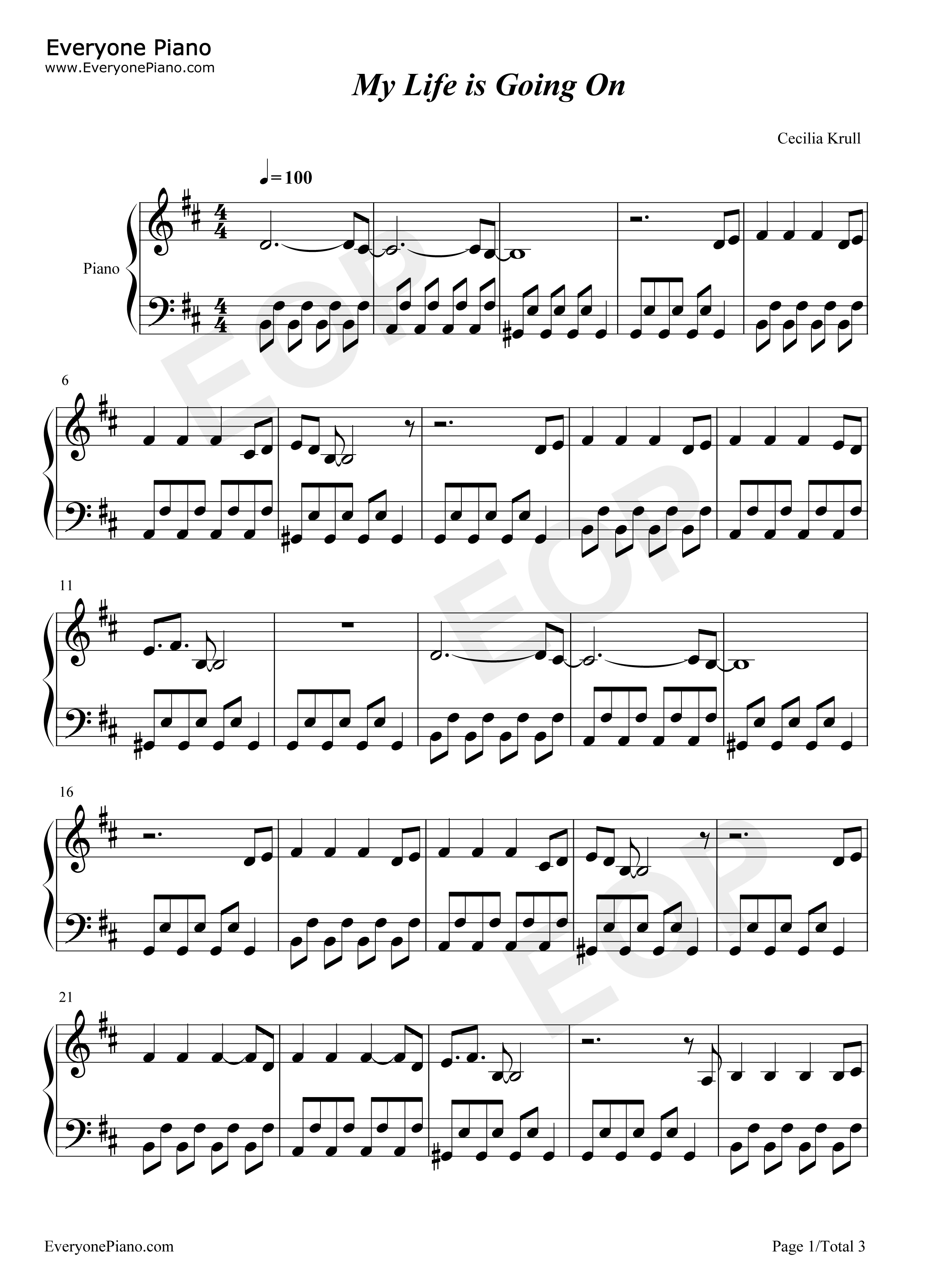 My_Life_is_Going_On钢琴谱_Cecilia_Krull