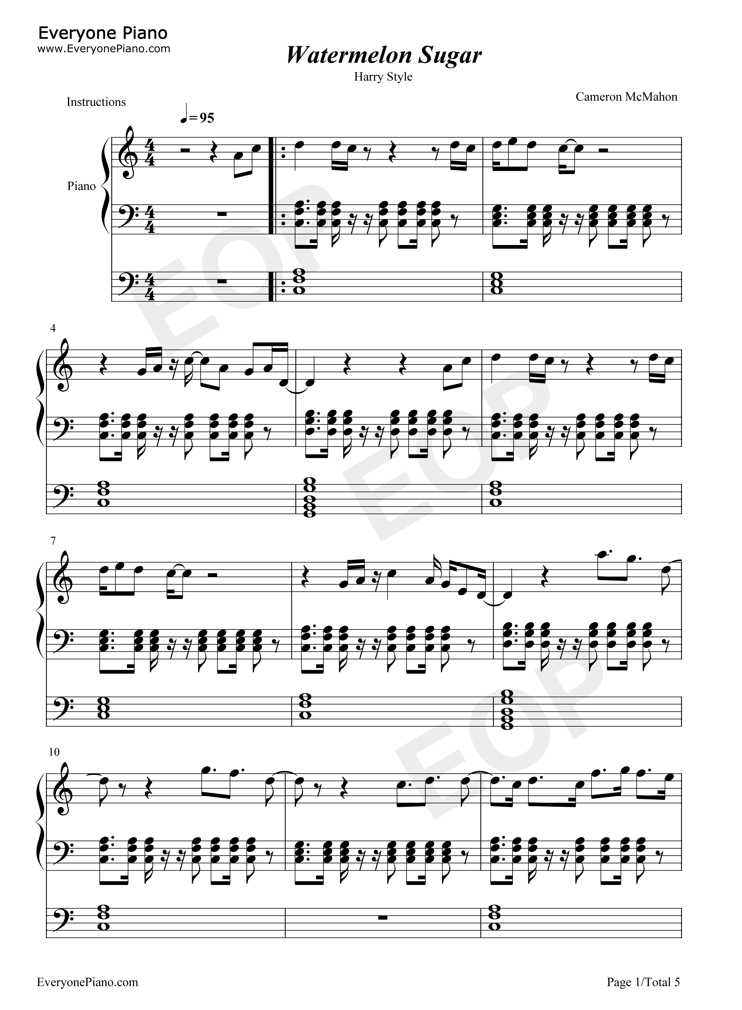 Watermelon_Sugar钢琴谱_Harry_Styles